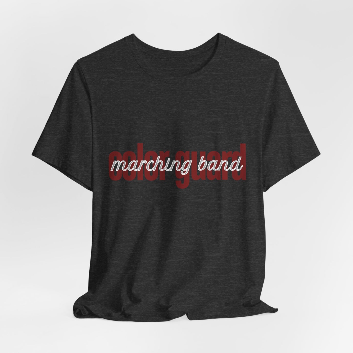 Marching Band Color Guard Maroon Short Letters Flag Saber Unisex Jersey Short Sleeve Tee