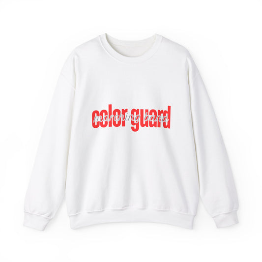 Marching Band Color Guard Red Lowercase Font Unisex Crewneck Sweatshirt Flag Saber Rifle