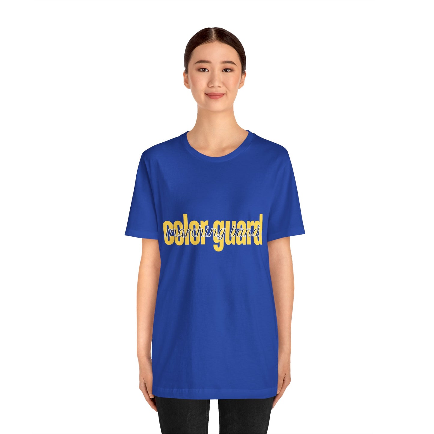 Marching Band Color Guard Yellow Short Letters Flag Saber Unisex Jersey Short Sleeve Tee