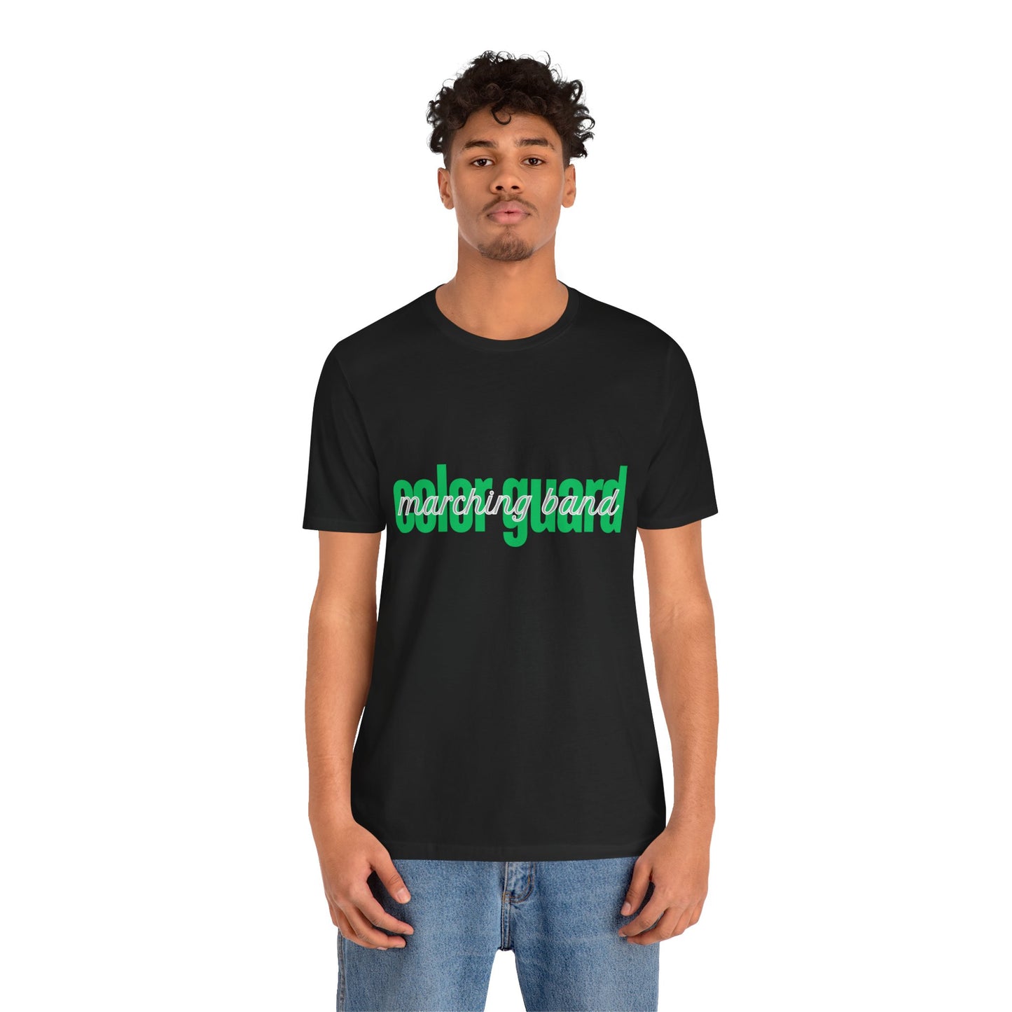 Marching Band Color Guard Green Short Letters Flag Saber Unisex Jersey Short Sleeve Tee