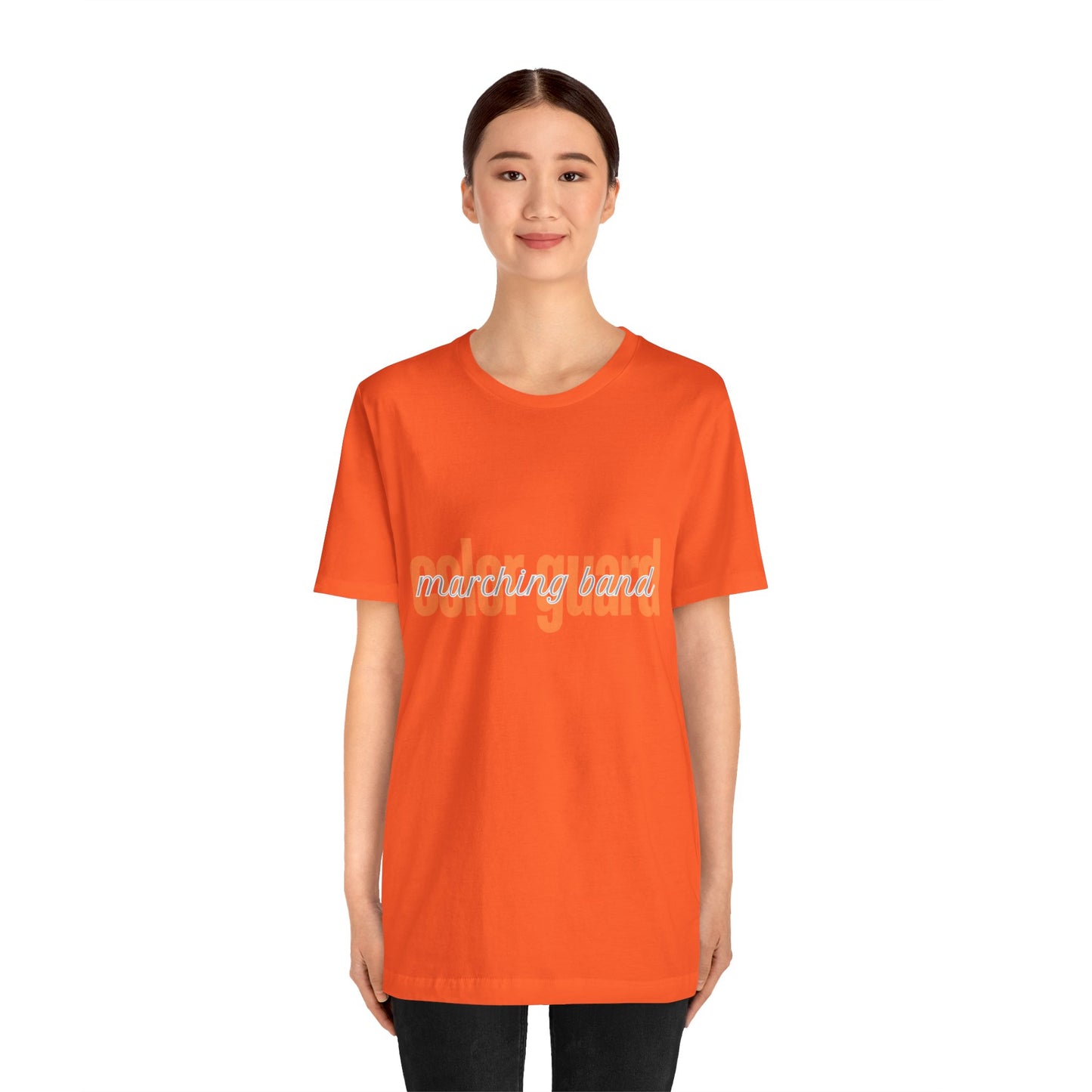 Marching Band Color Guard Orange Short Letters Flag Saber Unisex Jersey Short Sleeve Tee