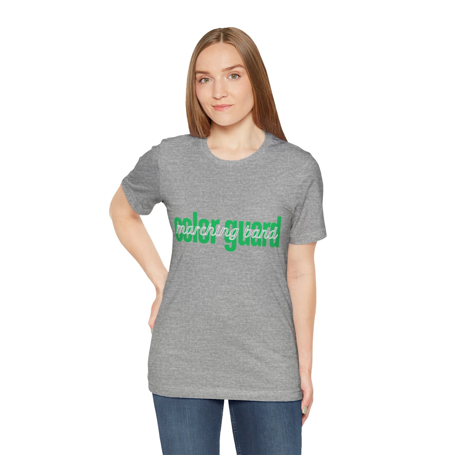 Marching Band Color Guard Green Short Letters Flag Saber Unisex Jersey Short Sleeve Tee