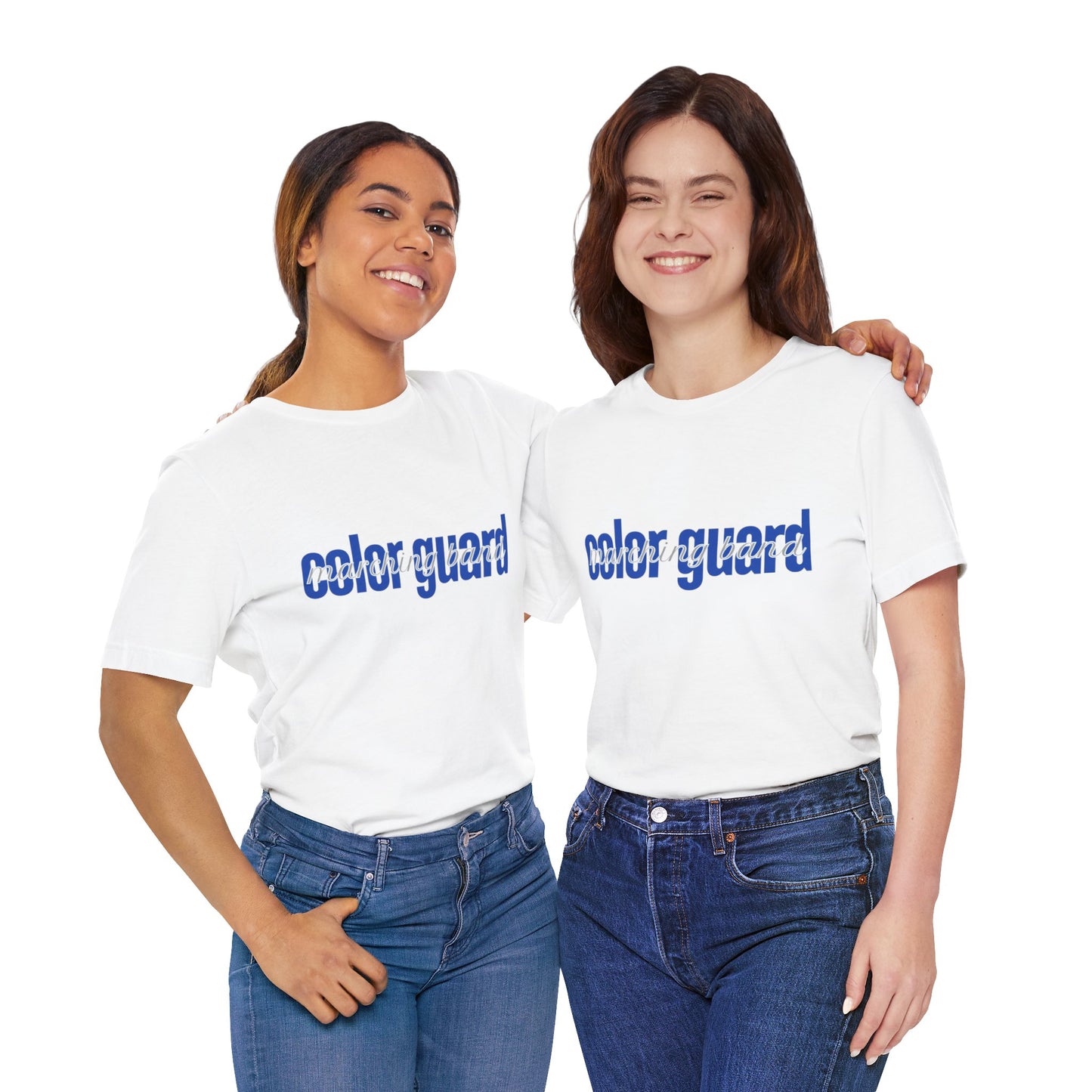 Marching Band Color Guard Blue Short Letters Flag Saber Unisex Jersey Short Sleeve Tee