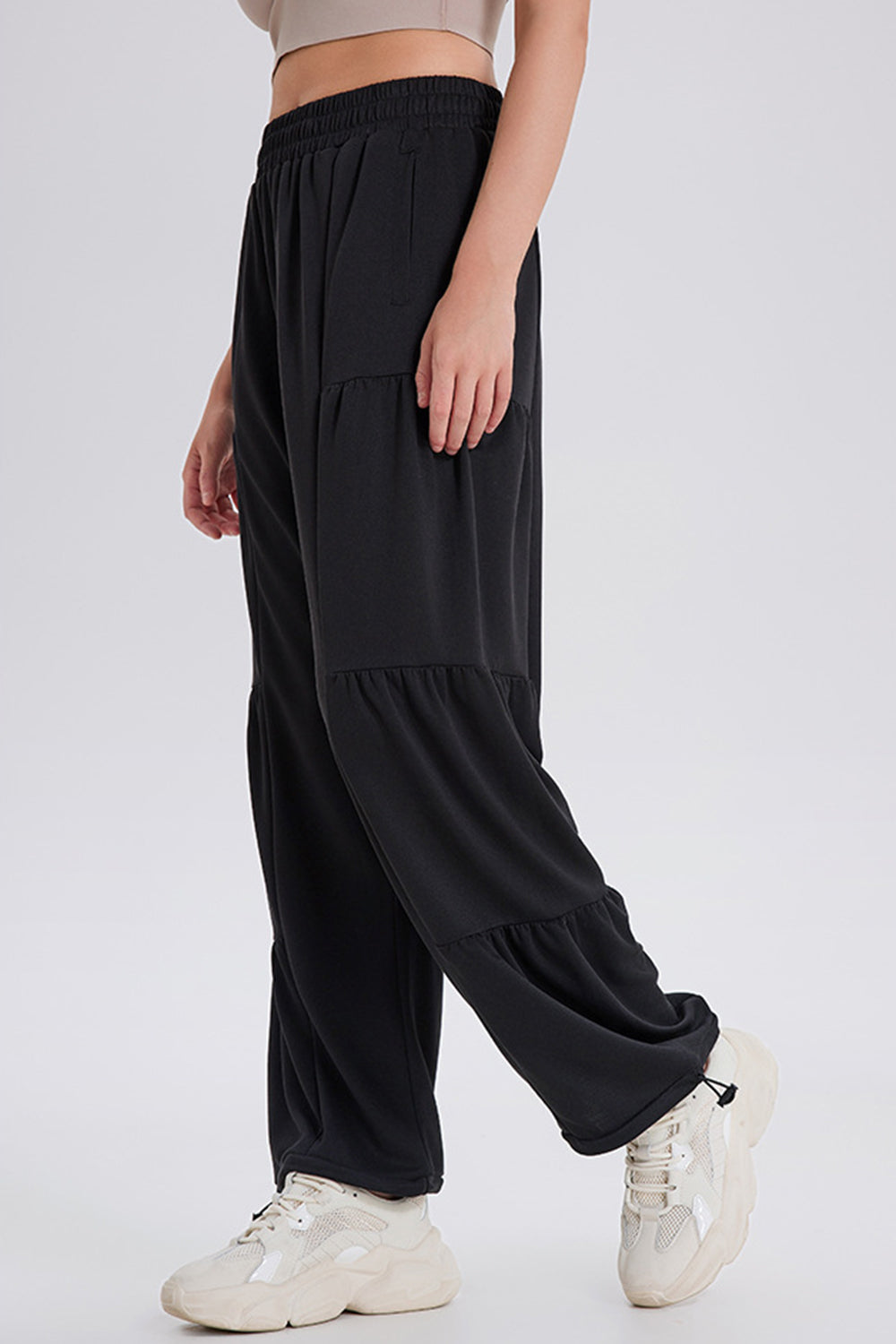 Basic Bae Drawstring Elastic Waist Ruched Joggers