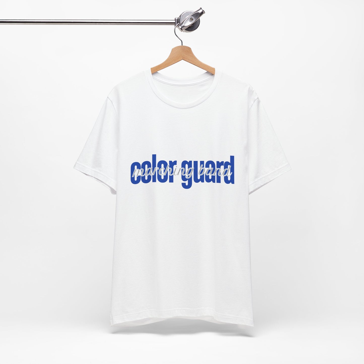 Marching Band Color Guard Blue Short Letters Flag Saber Unisex Jersey Short Sleeve Tee