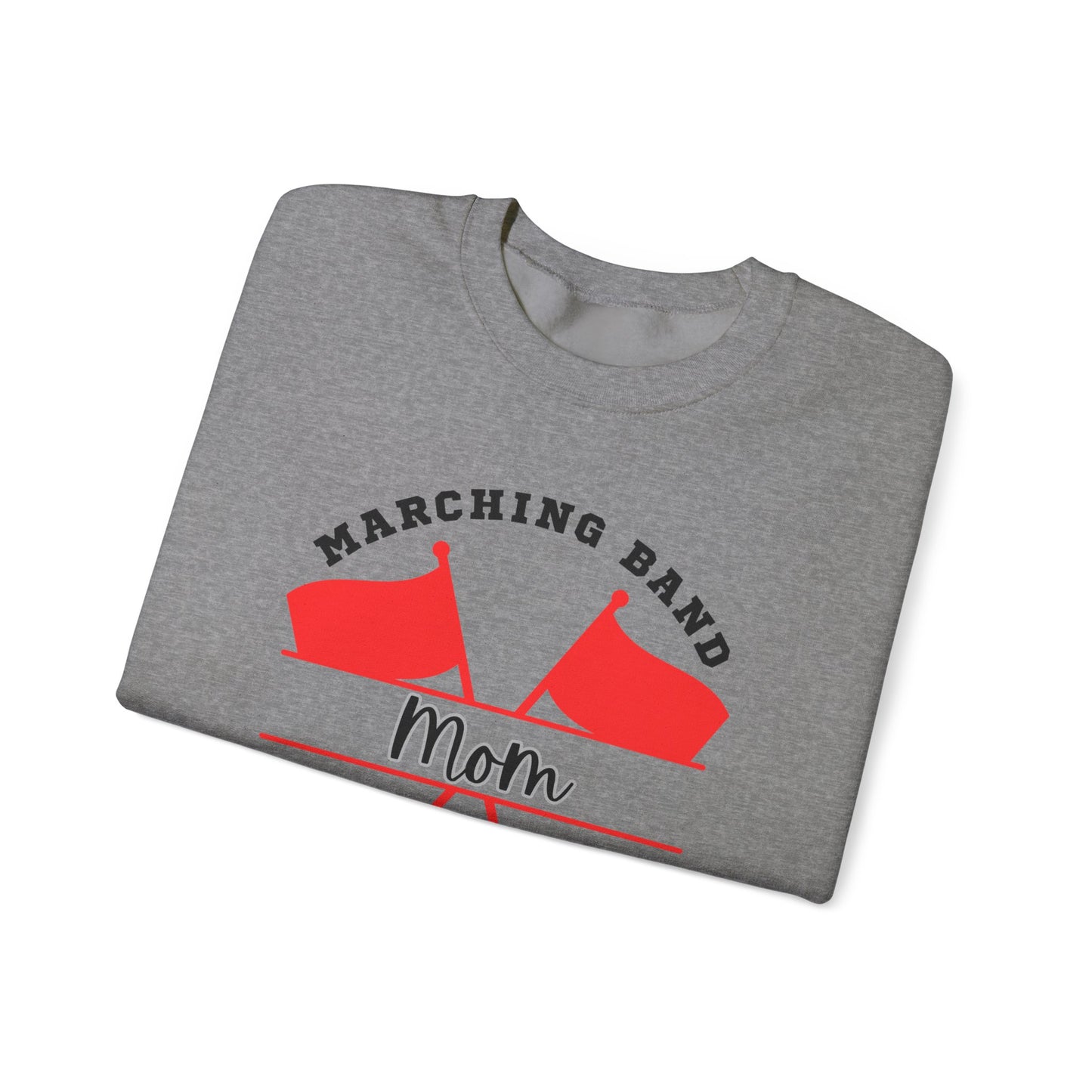 Marching Band Color Guard Mom Unisex Heavy Blend™ Crewneck Sweatshirt in White and Sport Gray