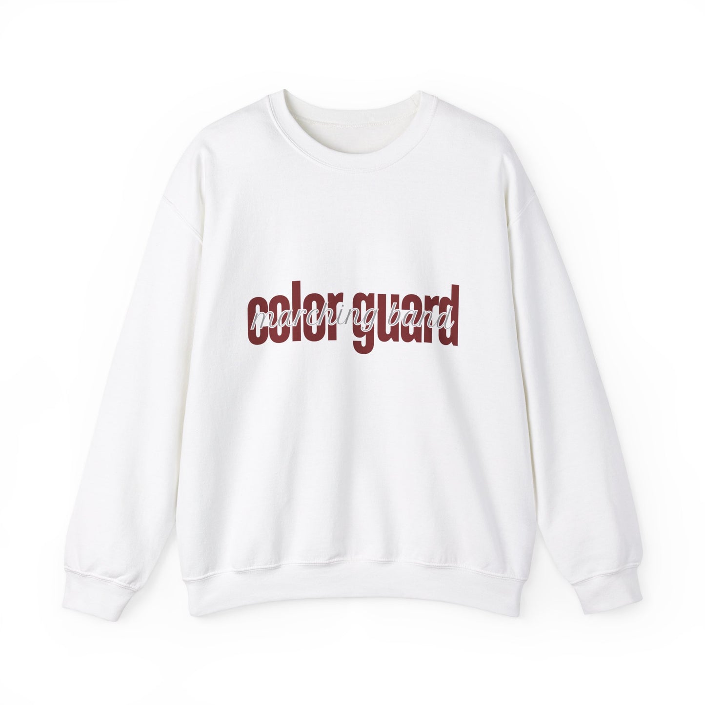 Marching Band Color Guard Maroon Lowercase Font Unisex Crewneck Sweatshirt Flag Saber Rifle