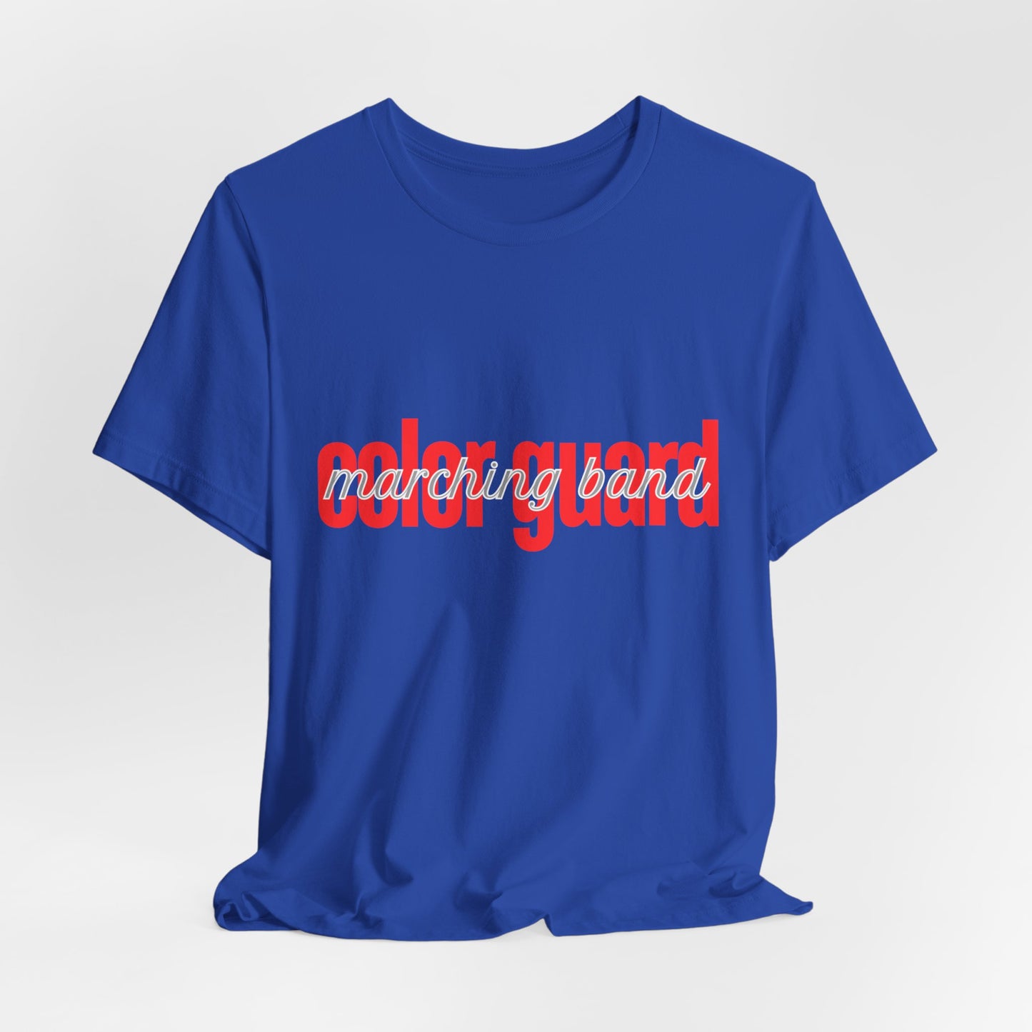 Marching Band Color Guard Red Short Letters Flag Saber Unisex Jersey Short Sleeve Tee