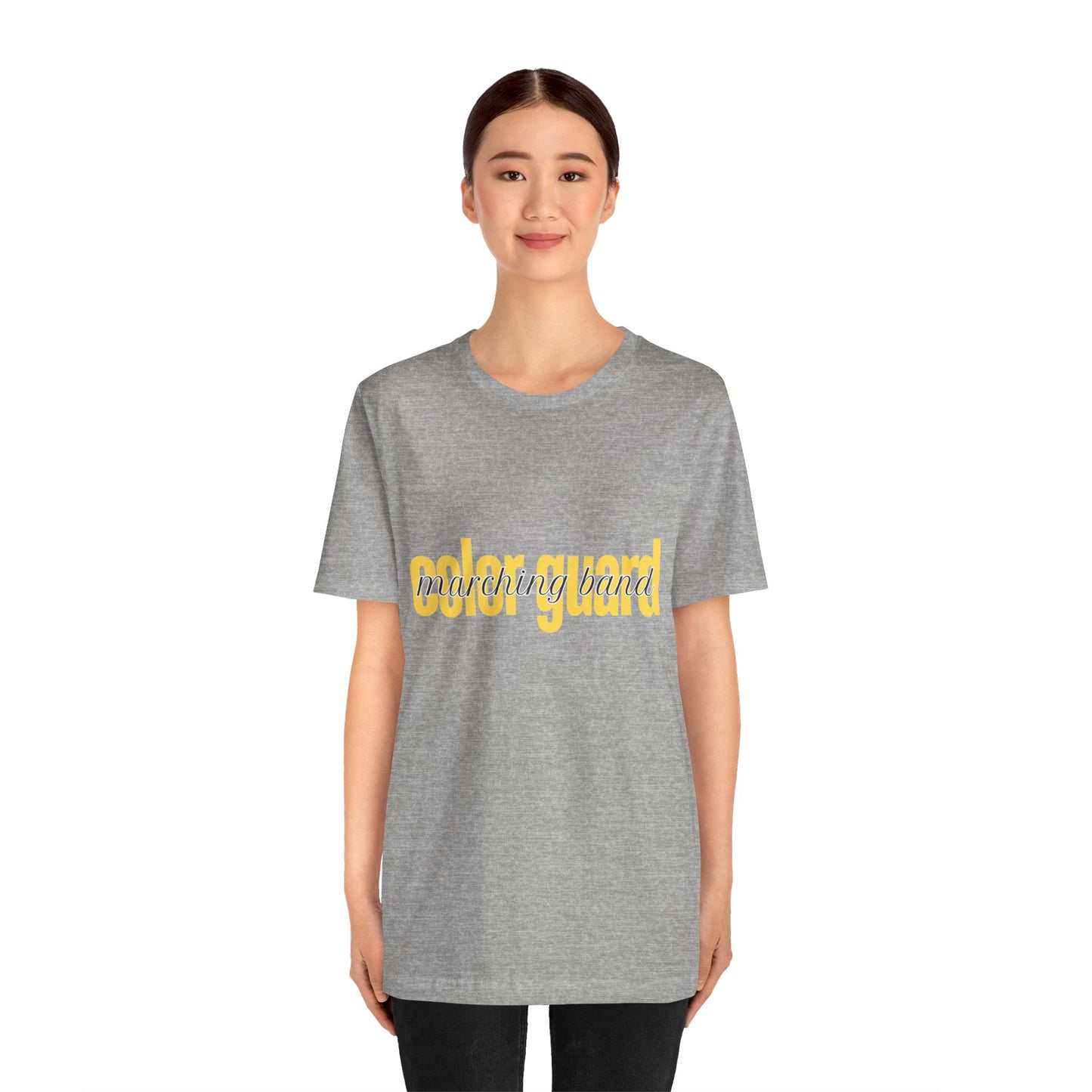 Marching Band Color Guard Yellow Short Letters Flag Saber Unisex Jersey Short Sleeve Tee