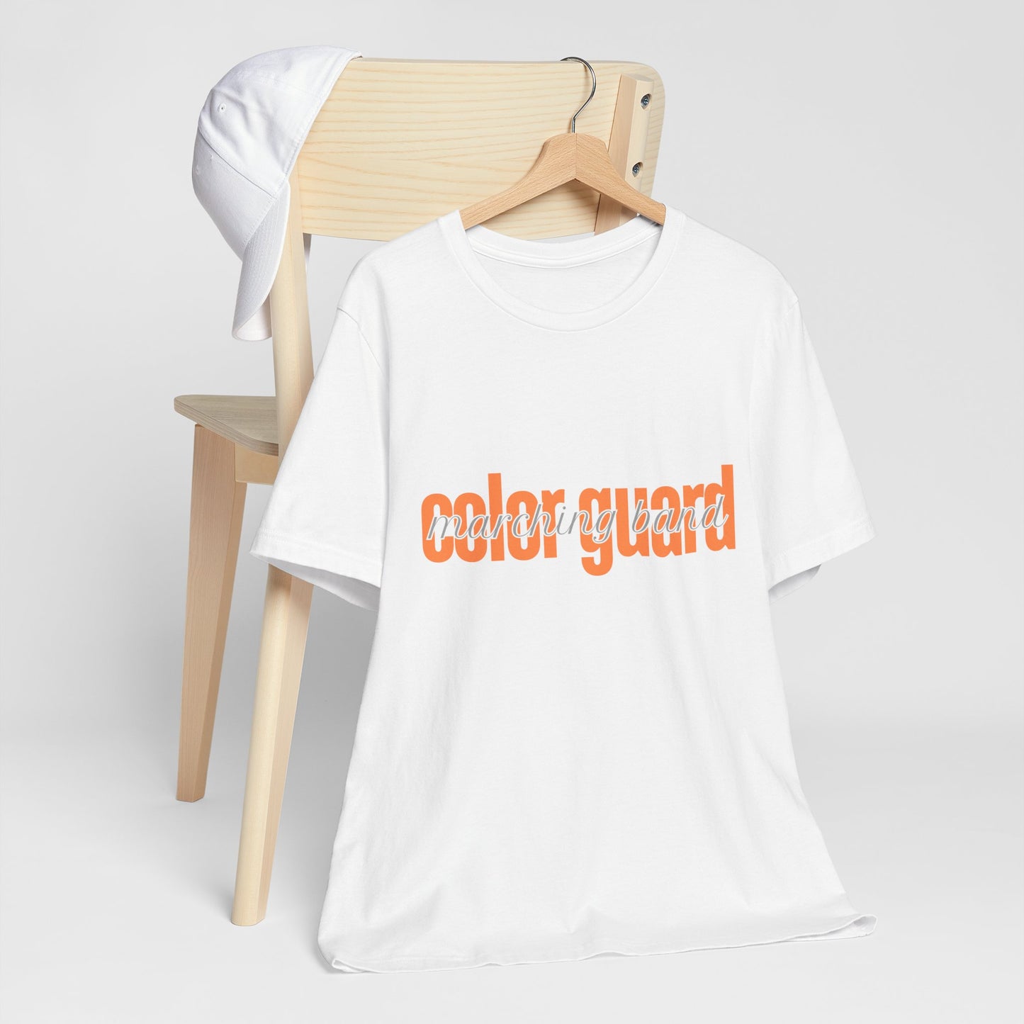 Marching Band Color Guard Orange Short Letters Flag Saber Unisex Jersey Short Sleeve Tee