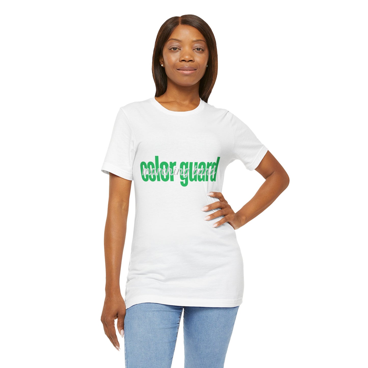 Marching Band Color Guard Green Short Letters Flag Saber Unisex Jersey Short Sleeve Tee