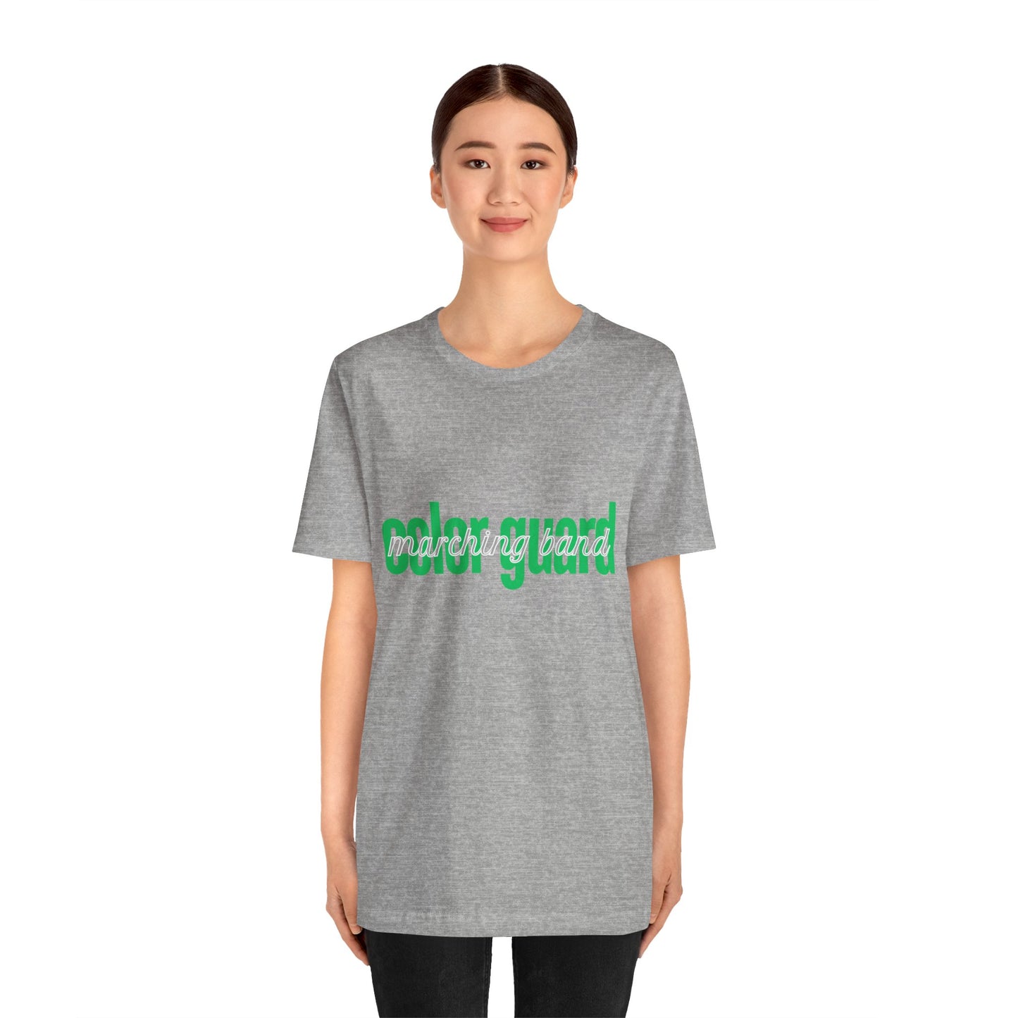 Marching Band Color Guard Green Short Letters Flag Saber Unisex Jersey Short Sleeve Tee