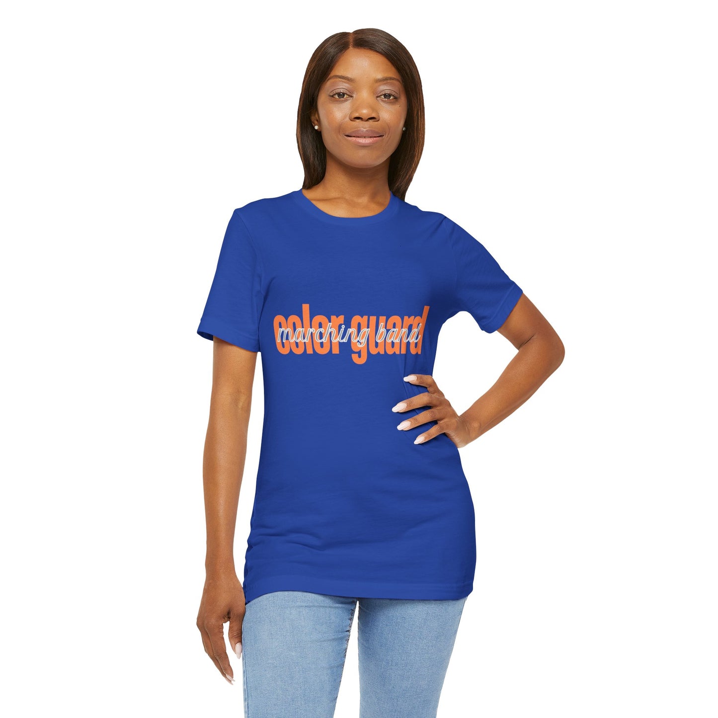 Marching Band Color Guard Orange Short Letters Flag Saber Unisex Jersey Short Sleeve Tee