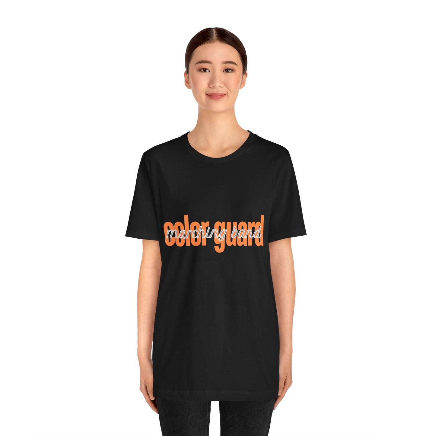 Marching Band Color Guard Orange Short Letters Flag Saber Unisex Jersey Short Sleeve Tee