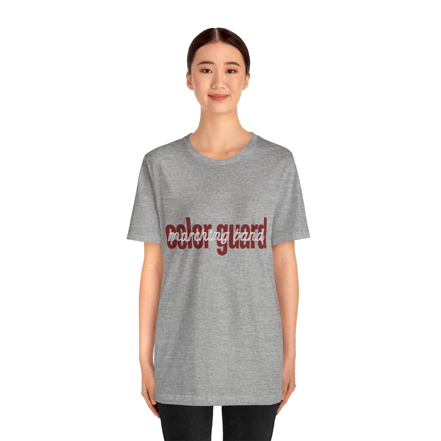 Marching Band Color Guard Maroon Short Letters Flag Saber Unisex Jersey Short Sleeve Tee