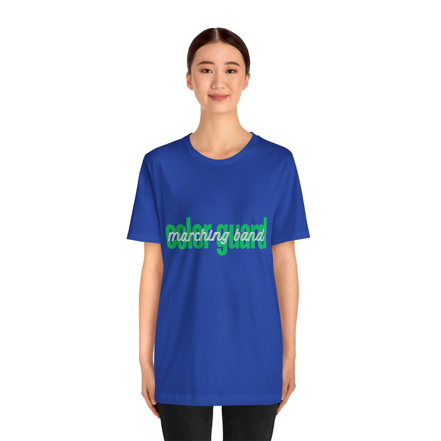 Marching Band Color Guard Green Short Letters Flag Saber Unisex Jersey Short Sleeve Tee