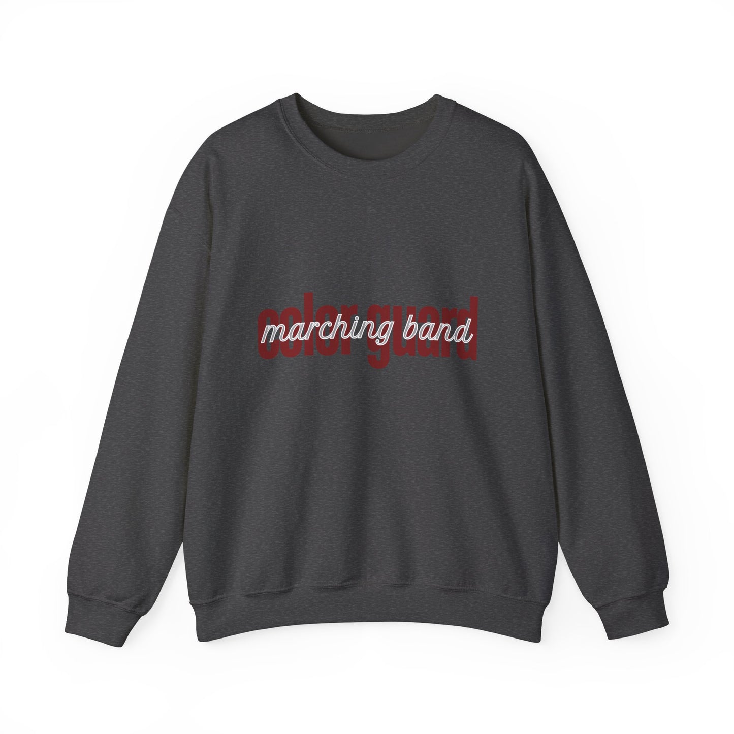 Marching Band Color Guard Maroon Lowercase Font Unisex Crewneck Sweatshirt Flag Saber Rifle