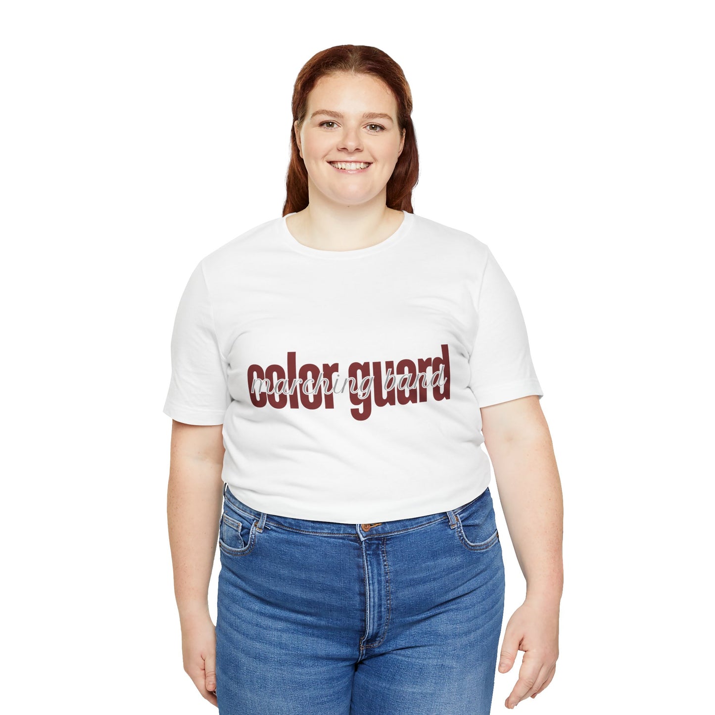 Marching Band Color Guard Maroon Short Letters Flag Saber Unisex Jersey Short Sleeve Tee