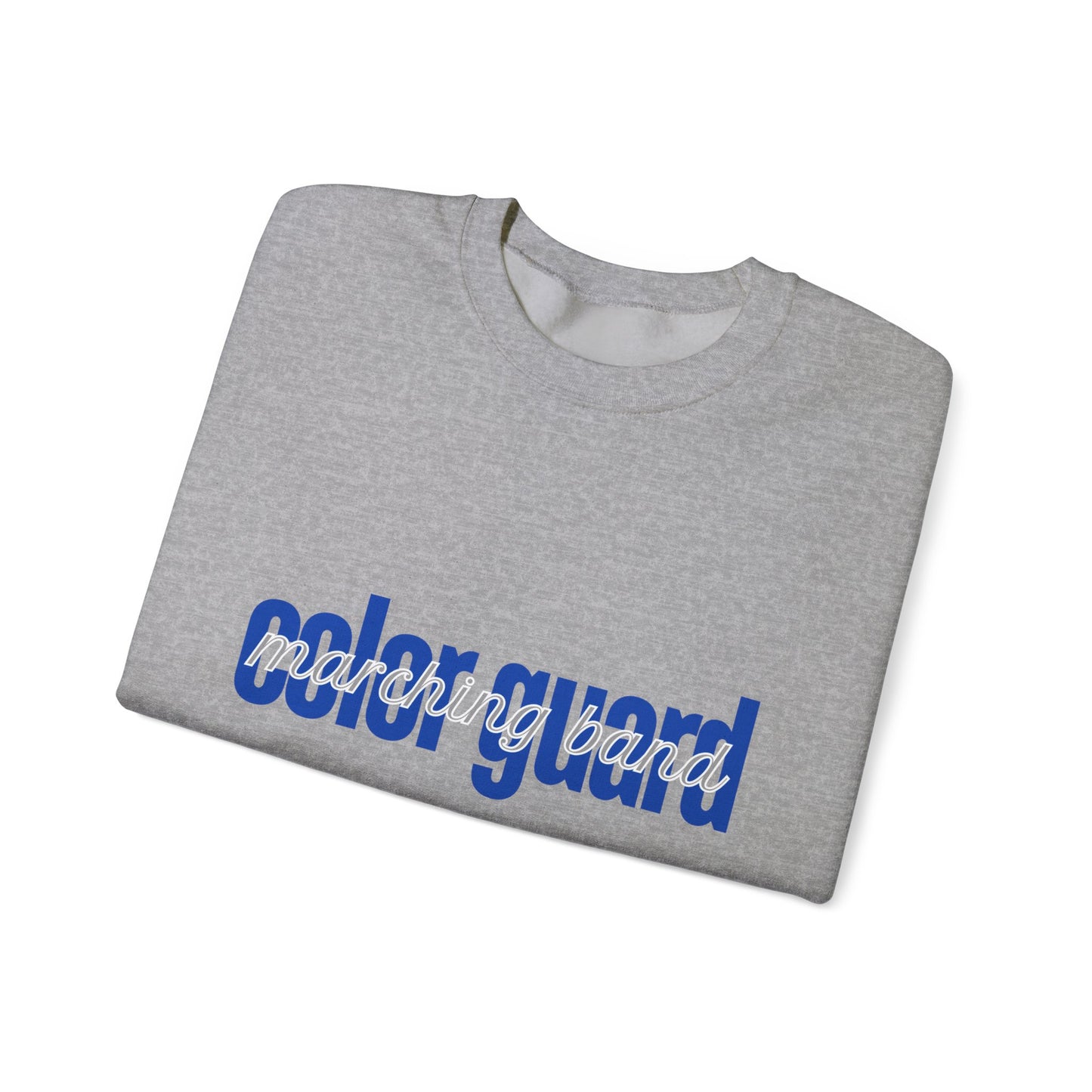 Marching Band Color Guard Blue Lowercase Blue Font Unisex Crewneck Sweatshirt Flag Saber Rifle