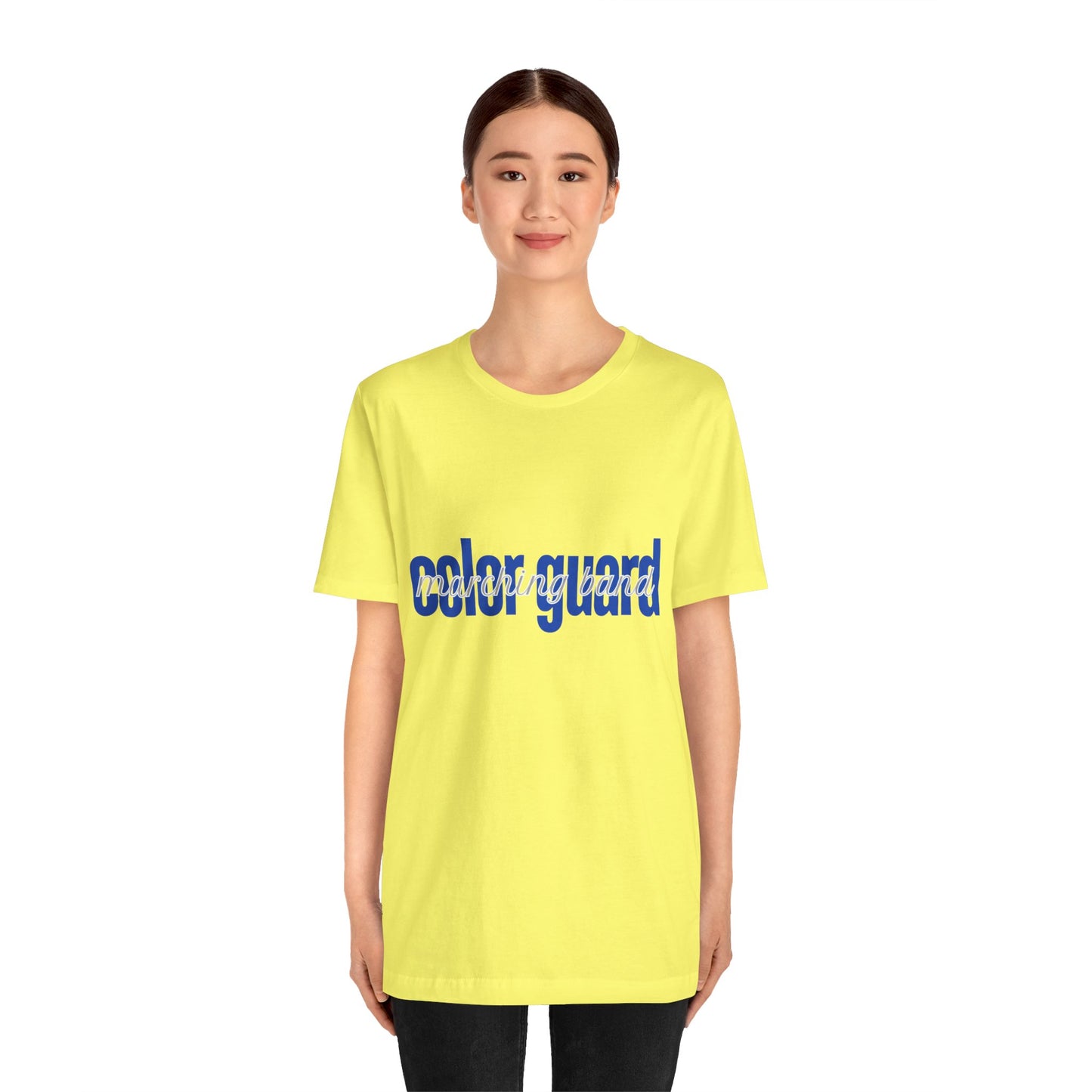 Marching Band Color Guard Blue Short Letters Flag Saber Unisex Jersey Short Sleeve Tee