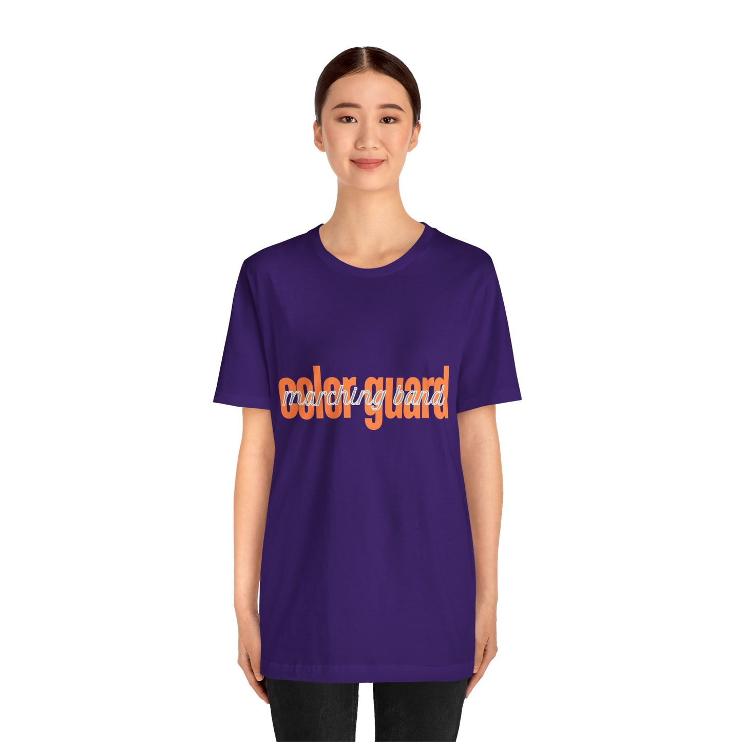 Marching Band Color Guard Orange Short Letters Flag Saber Unisex Jersey Short Sleeve Tee