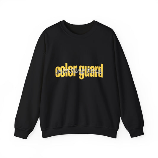 Marching Band Color Guard Yellow Lowercase Font Unisex Crewneck Sweatshirt Flag Saber Rifle