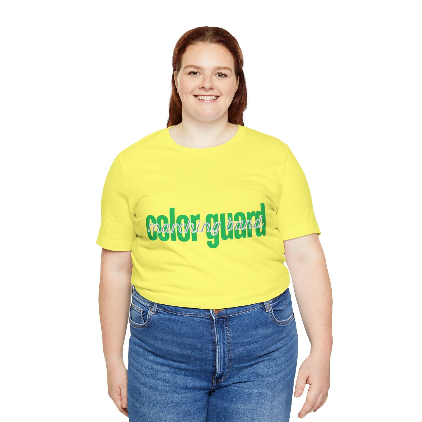 Marching Band Color Guard Green Short Letters Flag Saber Unisex Jersey Short Sleeve Tee