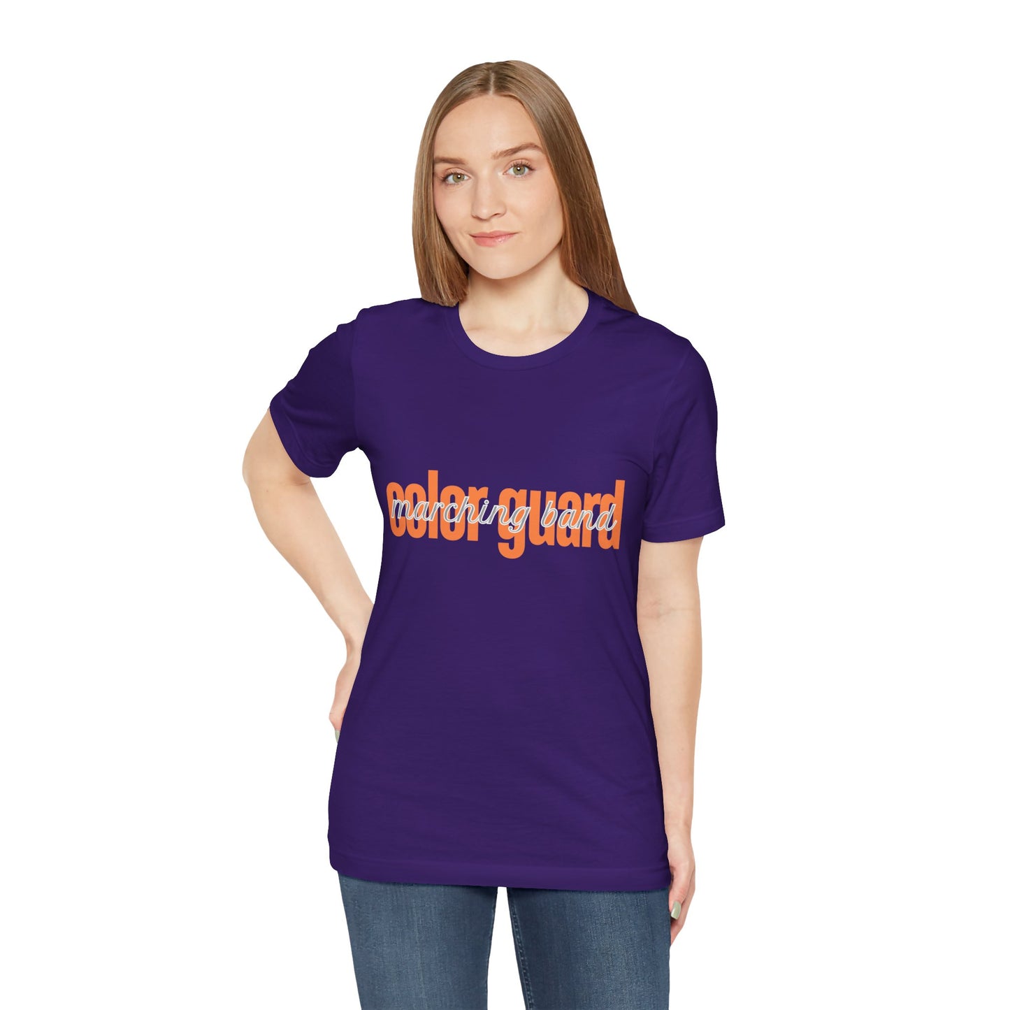 Marching Band Color Guard Orange Short Letters Flag Saber Unisex Jersey Short Sleeve Tee