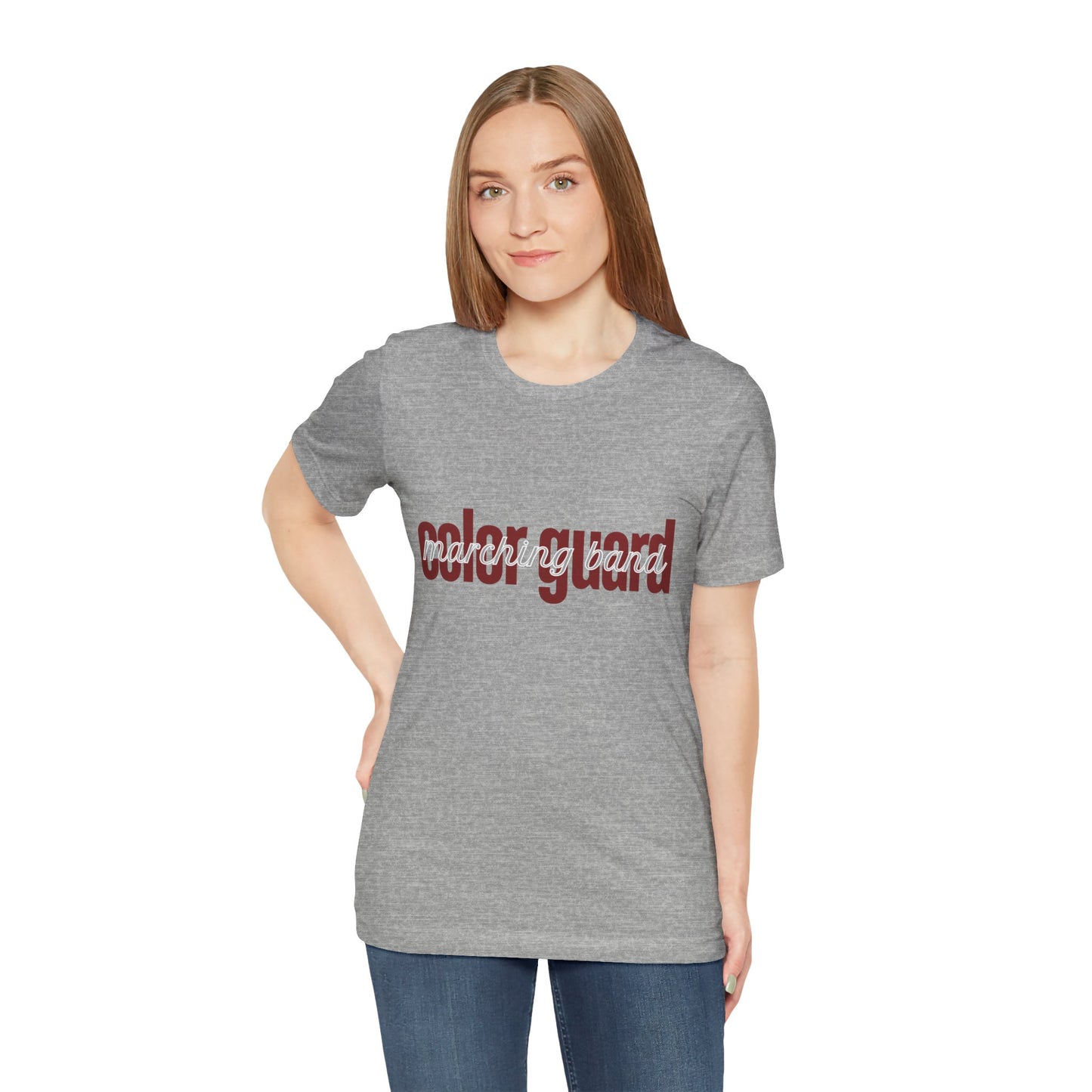 Marching Band Color Guard Maroon Short Letters Flag Saber Unisex Jersey Short Sleeve Tee