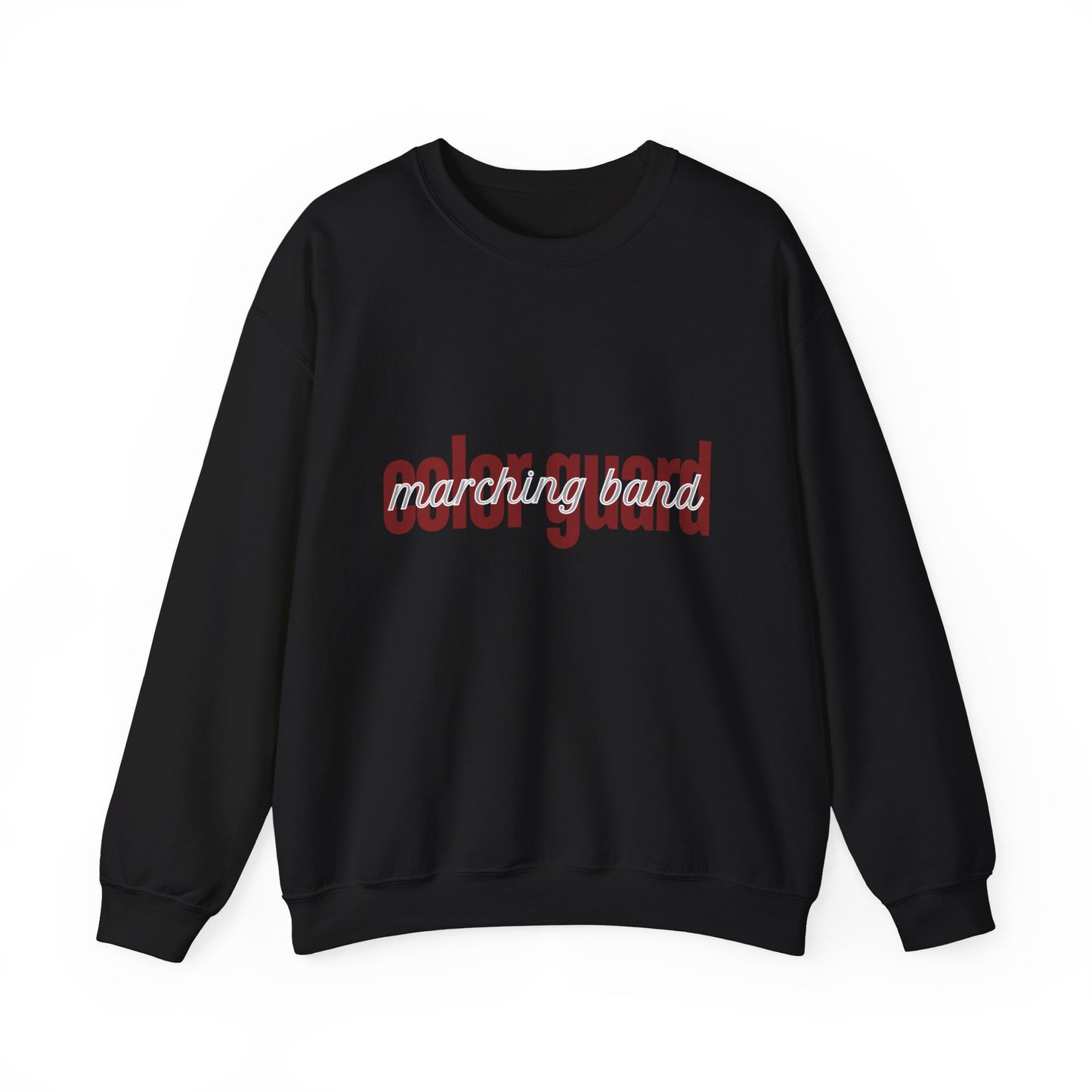 Marching Band Color Guard Maroon Lowercase Font Unisex Crewneck Sweatshirt Flag Saber Rifle