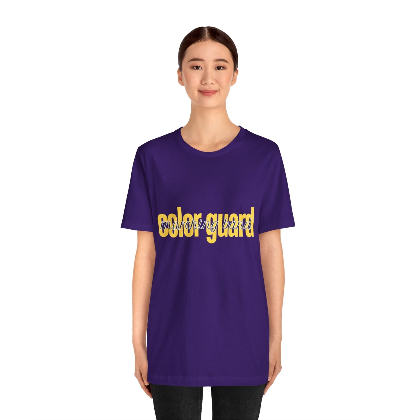 Marching Band Color Guard Yellow Short Letters Flag Saber Unisex Jersey Short Sleeve Tee