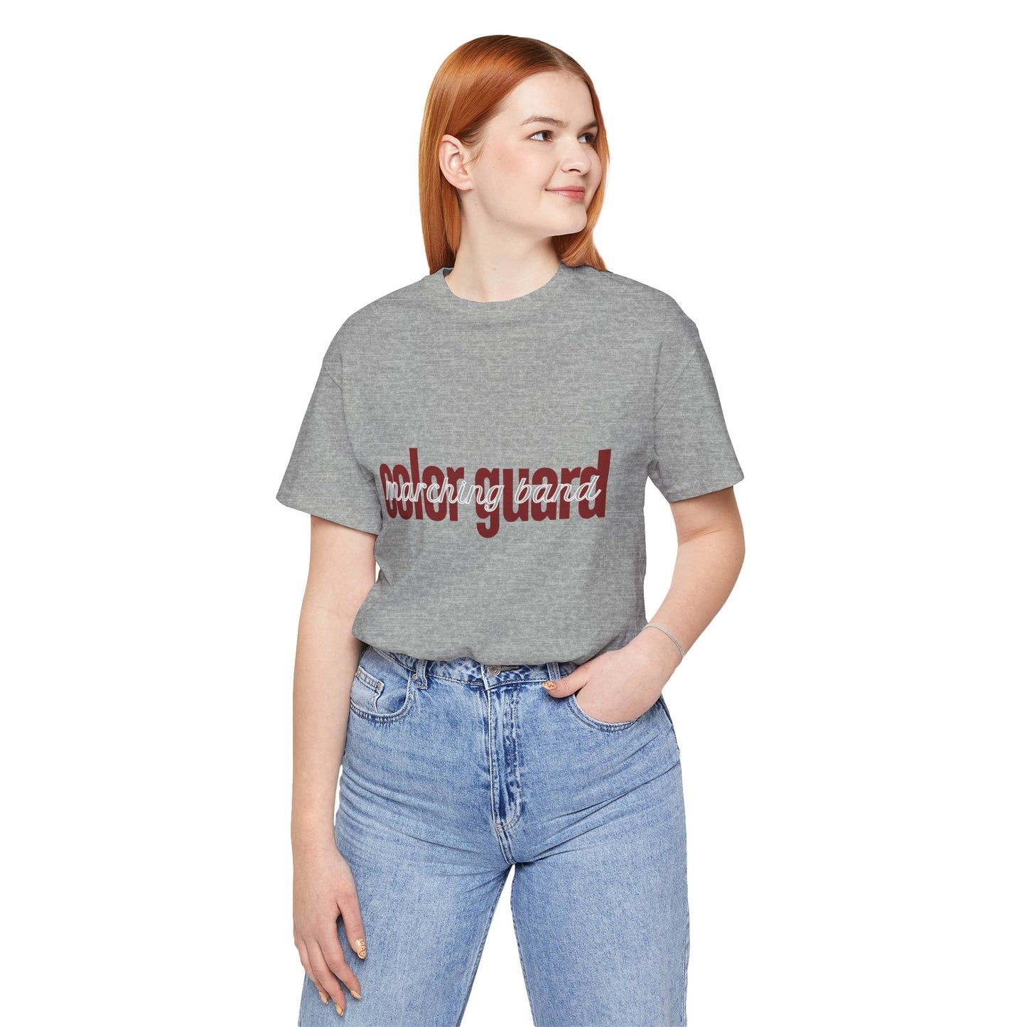 Marching Band Color Guard Maroon Short Letters Flag Saber Unisex Jersey Short Sleeve Tee