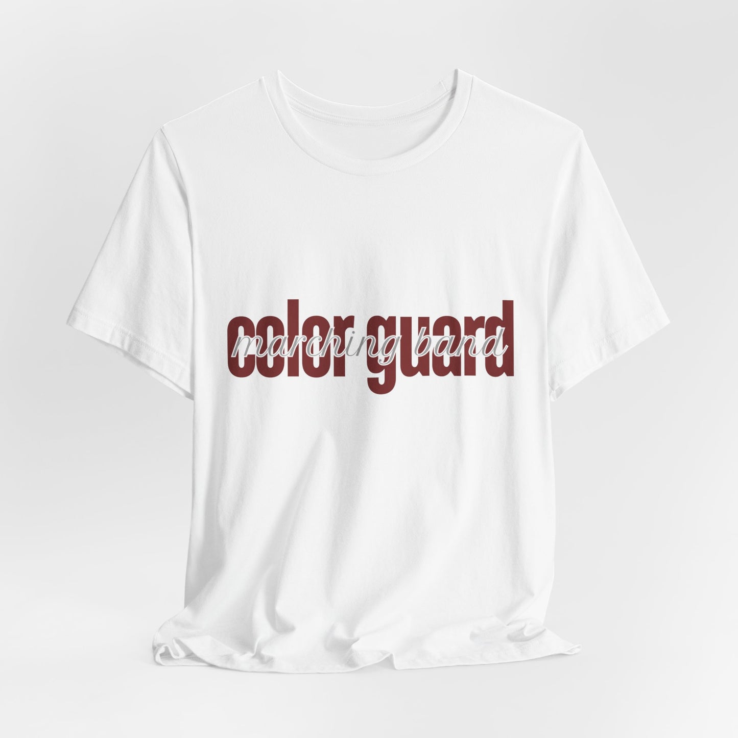 Marching Band Color Guard Maroon Short Letters Flag Saber Unisex Jersey Short Sleeve Tee