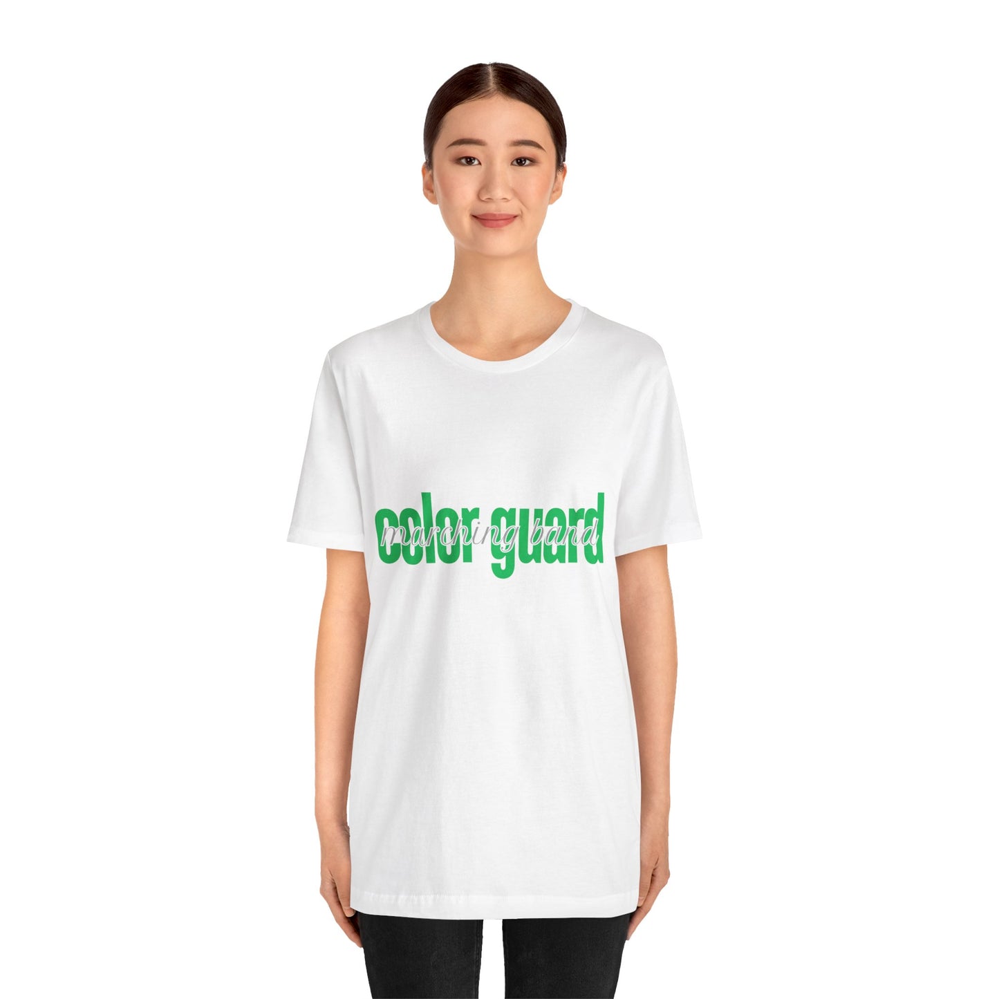 Marching Band Color Guard Green Short Letters Flag Saber Unisex Jersey Short Sleeve Tee