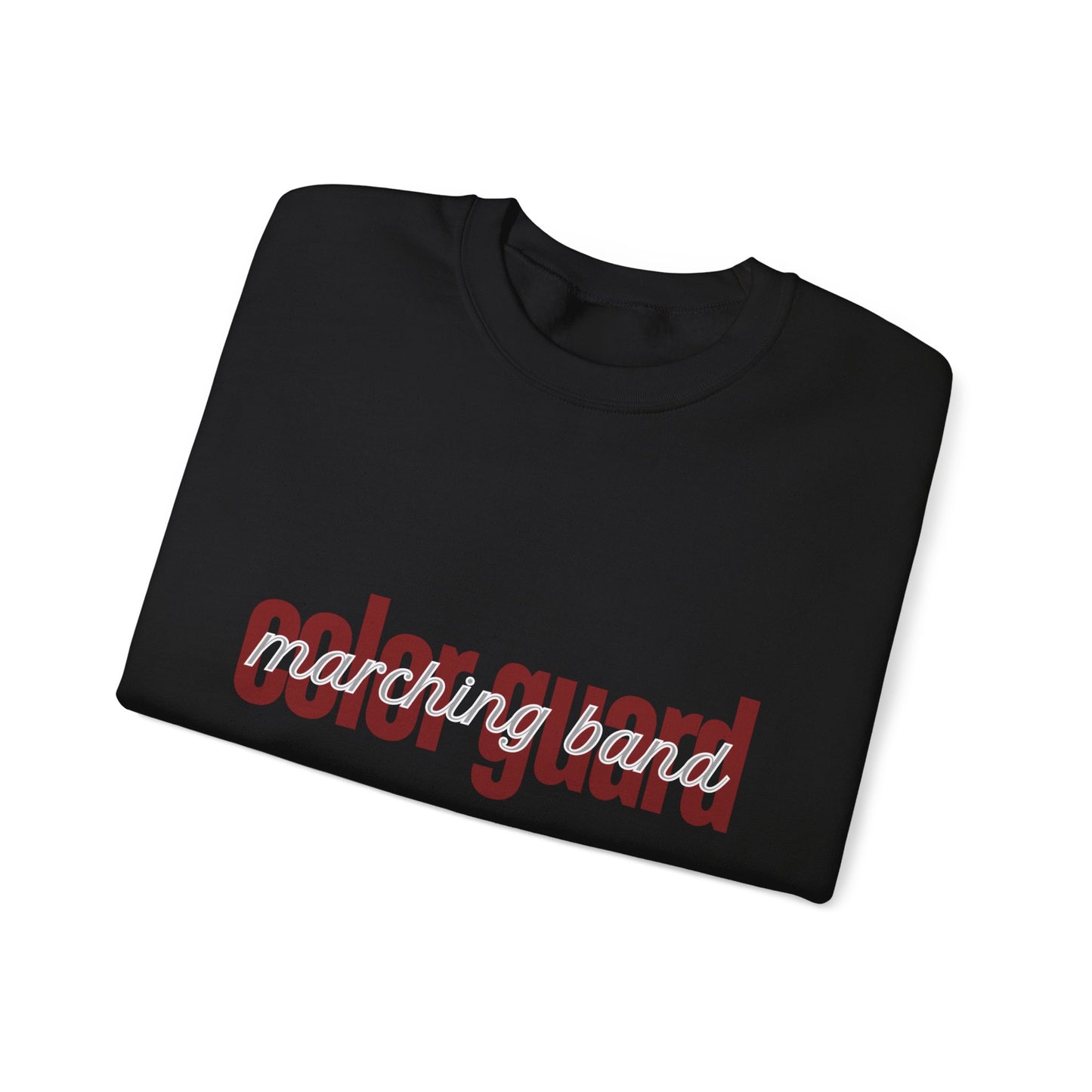 Marching Band Color Guard Maroon Lowercase Font Unisex Crewneck Sweatshirt Flag Saber Rifle