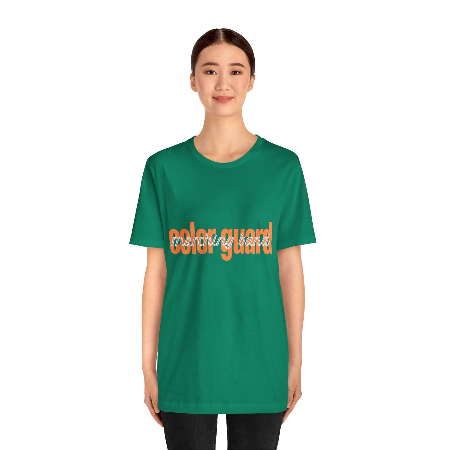 Marching Band Color Guard Orange Short Letters Flag Saber Unisex Jersey Short Sleeve Tee