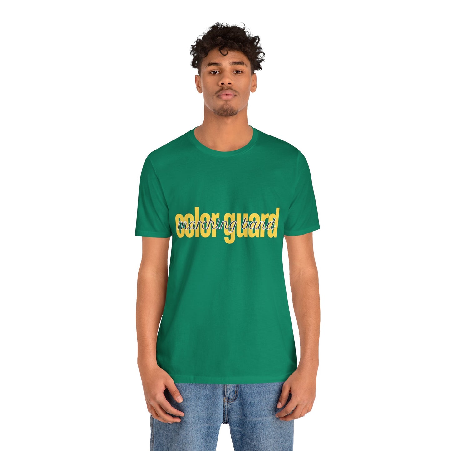 Marching Band Color Guard Yellow Short Letters Flag Saber Unisex Jersey Short Sleeve Tee