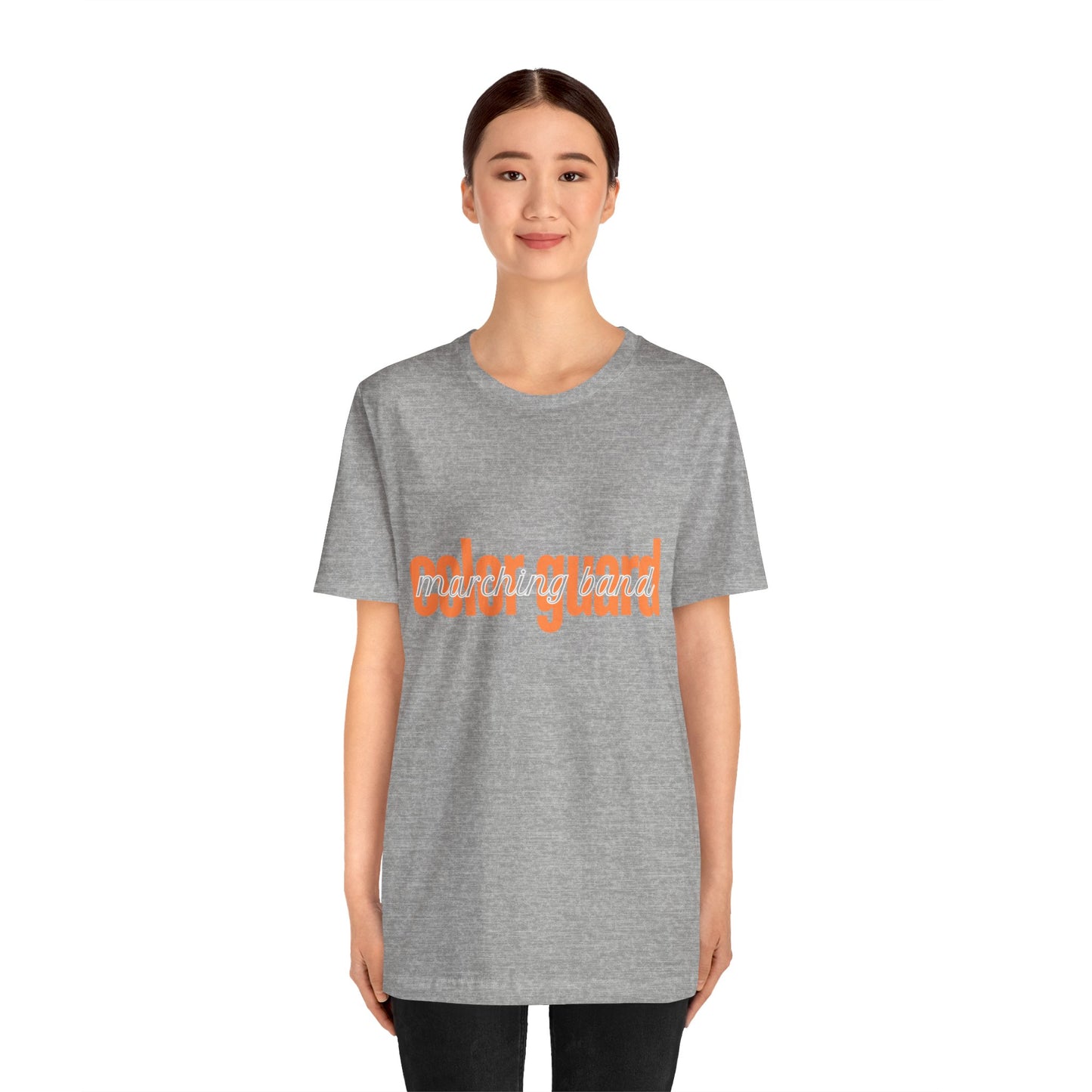 Marching Band Color Guard Orange Short Letters Flag Saber Unisex Jersey Short Sleeve Tee