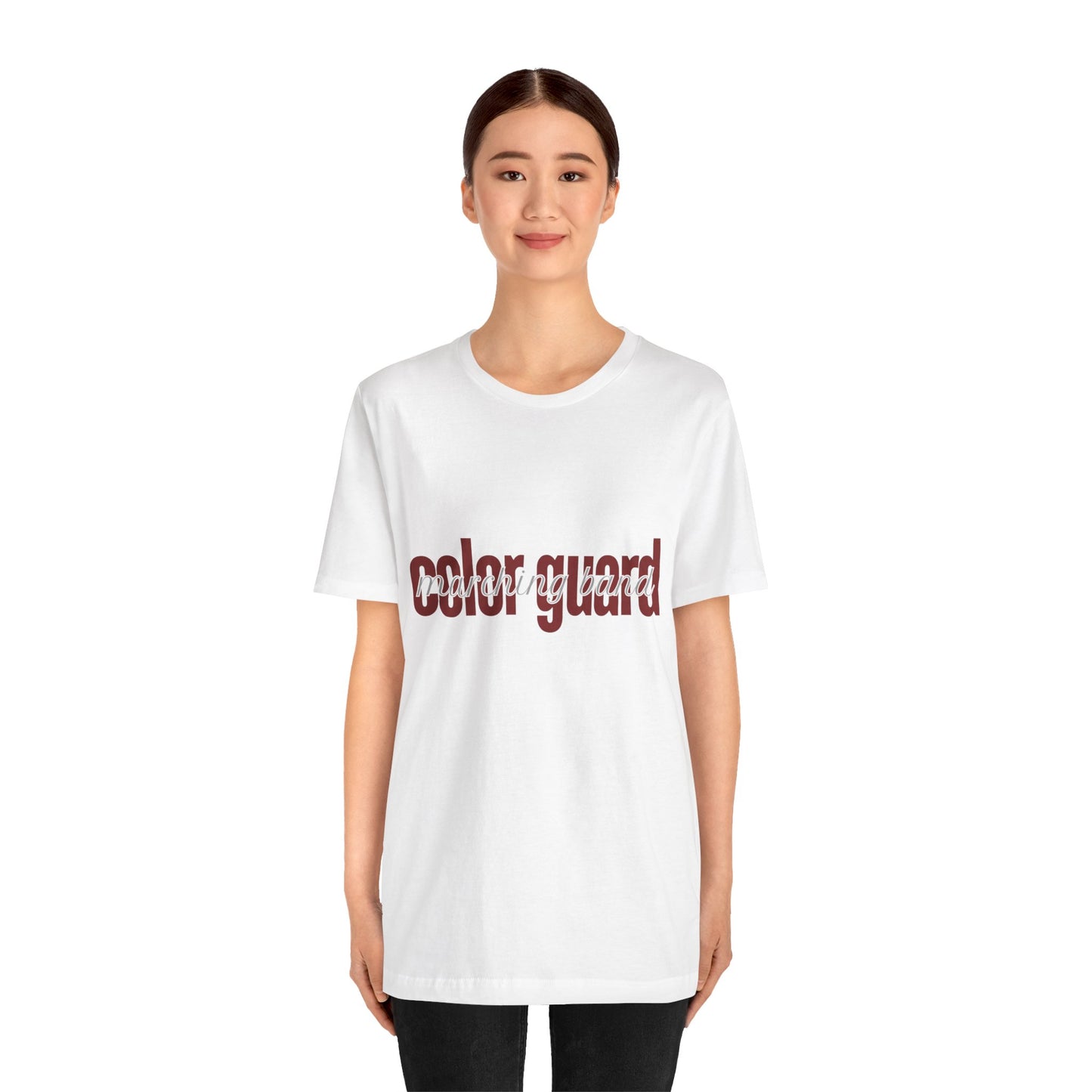 Marching Band Color Guard Maroon Short Letters Flag Saber Unisex Jersey Short Sleeve Tee