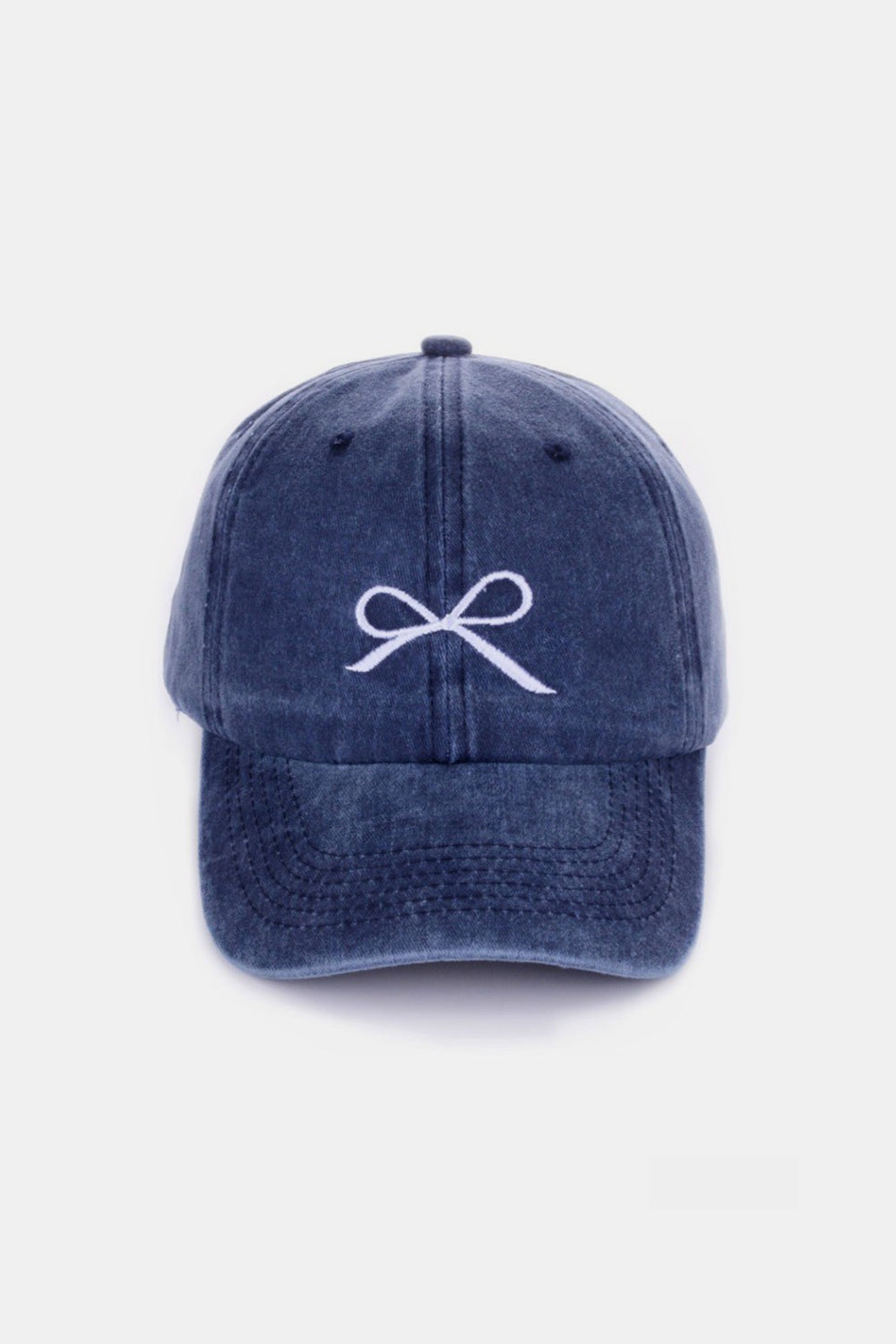 Zenana Bow Embroidered Texture Washed Cotton Caps