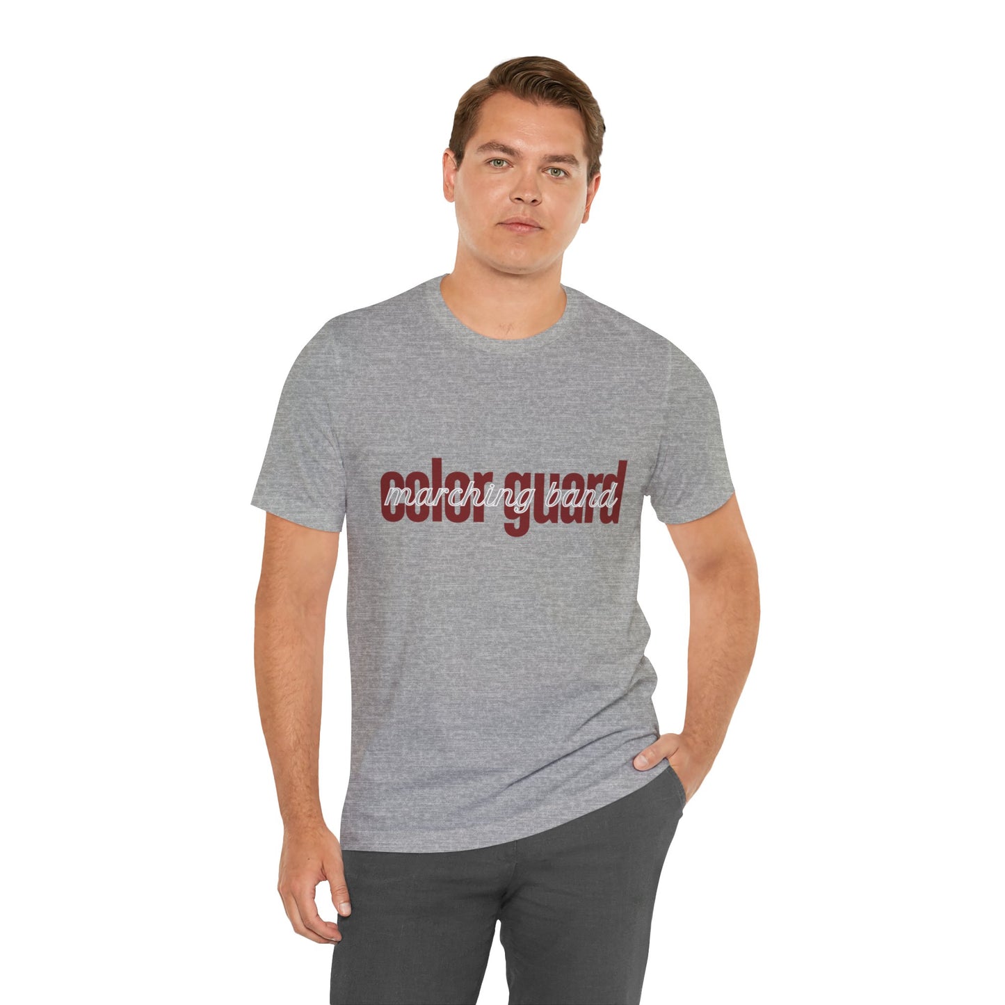 Marching Band Color Guard Maroon Short Letters Flag Saber Unisex Jersey Short Sleeve Tee