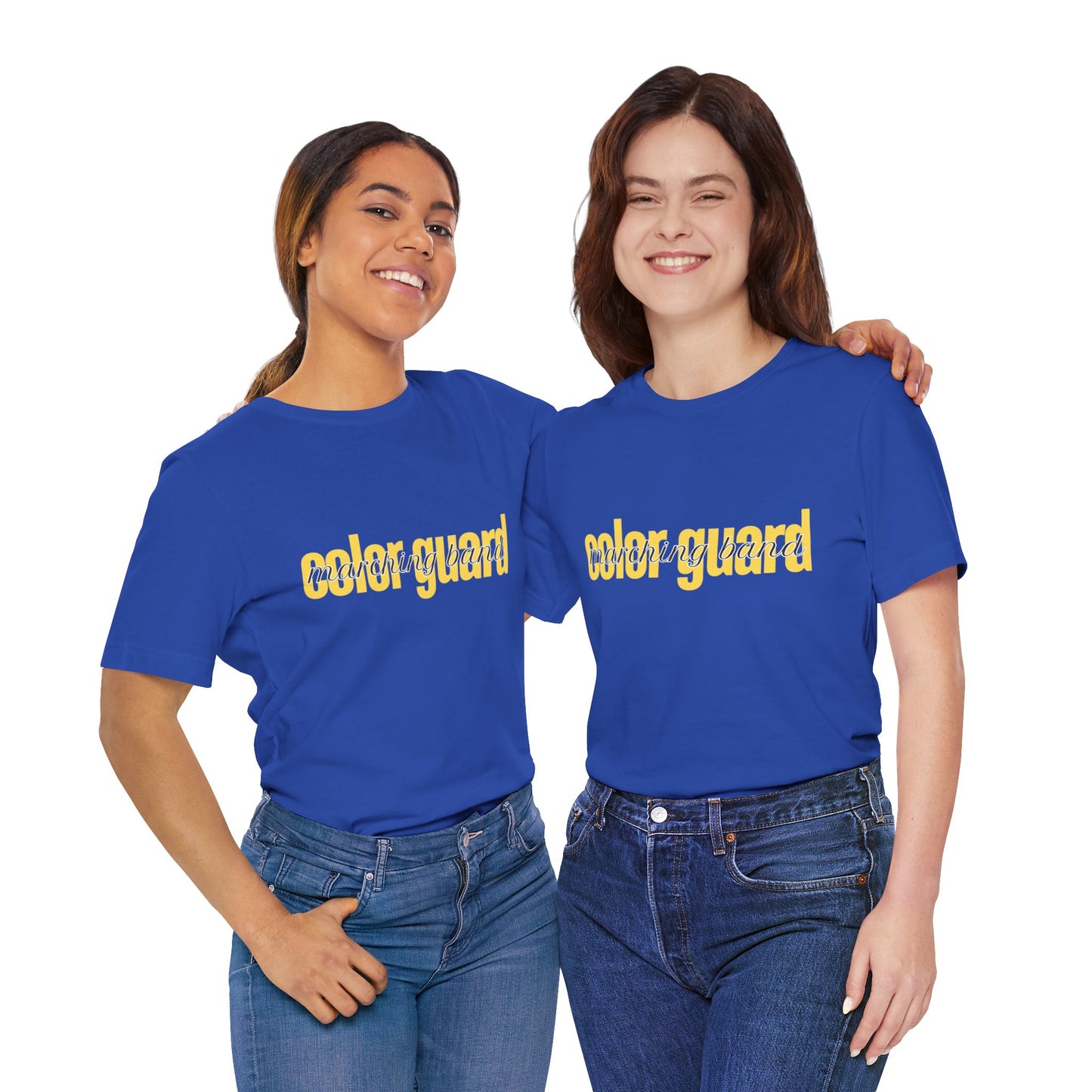 Marching Band Color Guard Yellow Short Letters Flag Saber Unisex Jersey Short Sleeve Tee