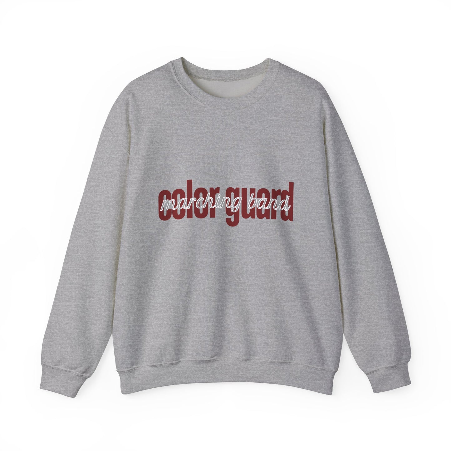 Marching Band Color Guard Maroon Lowercase Font Unisex Crewneck Sweatshirt Flag Saber Rifle