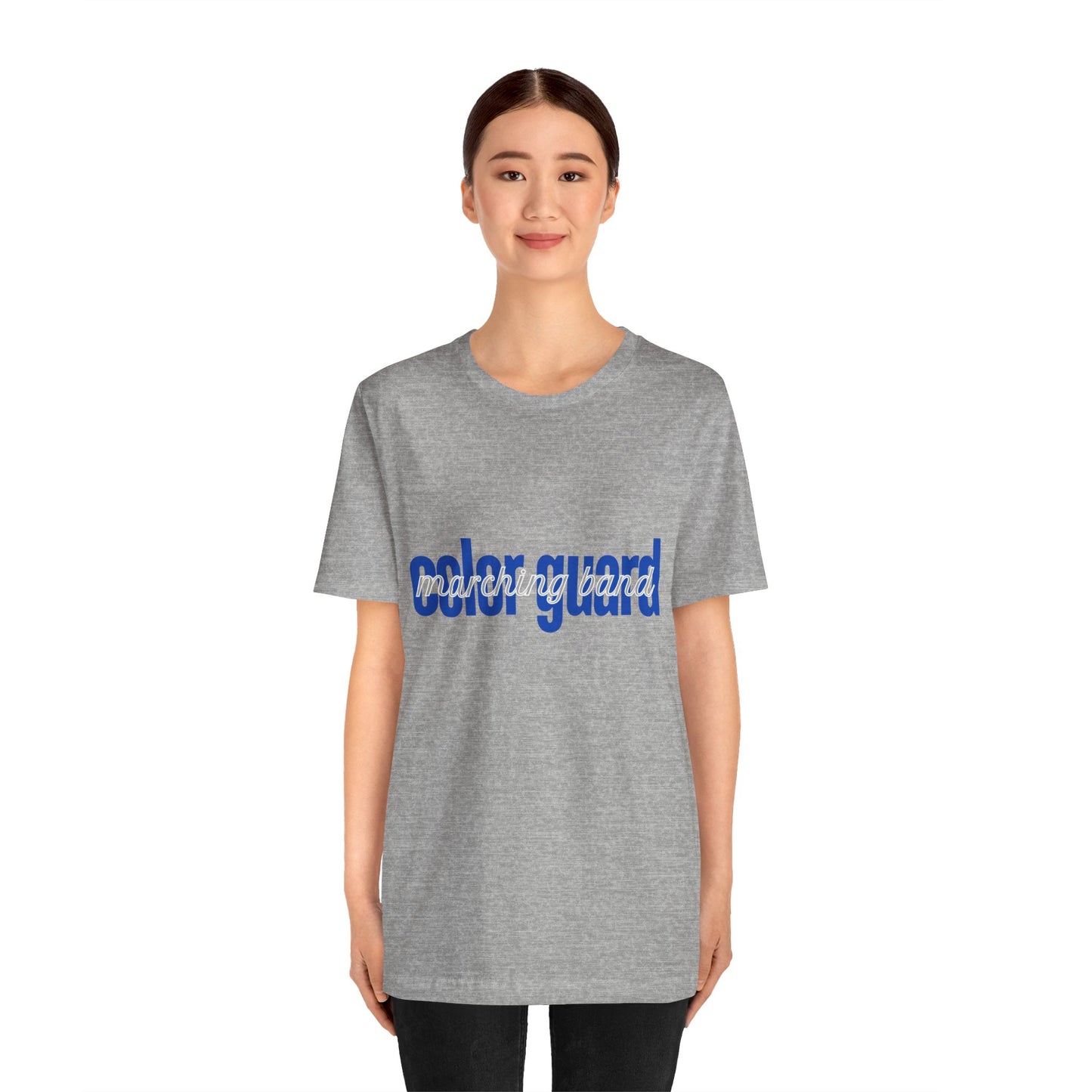 Marching Band Color Guard Blue Short Letters Flag Saber Unisex Jersey Short Sleeve Tee