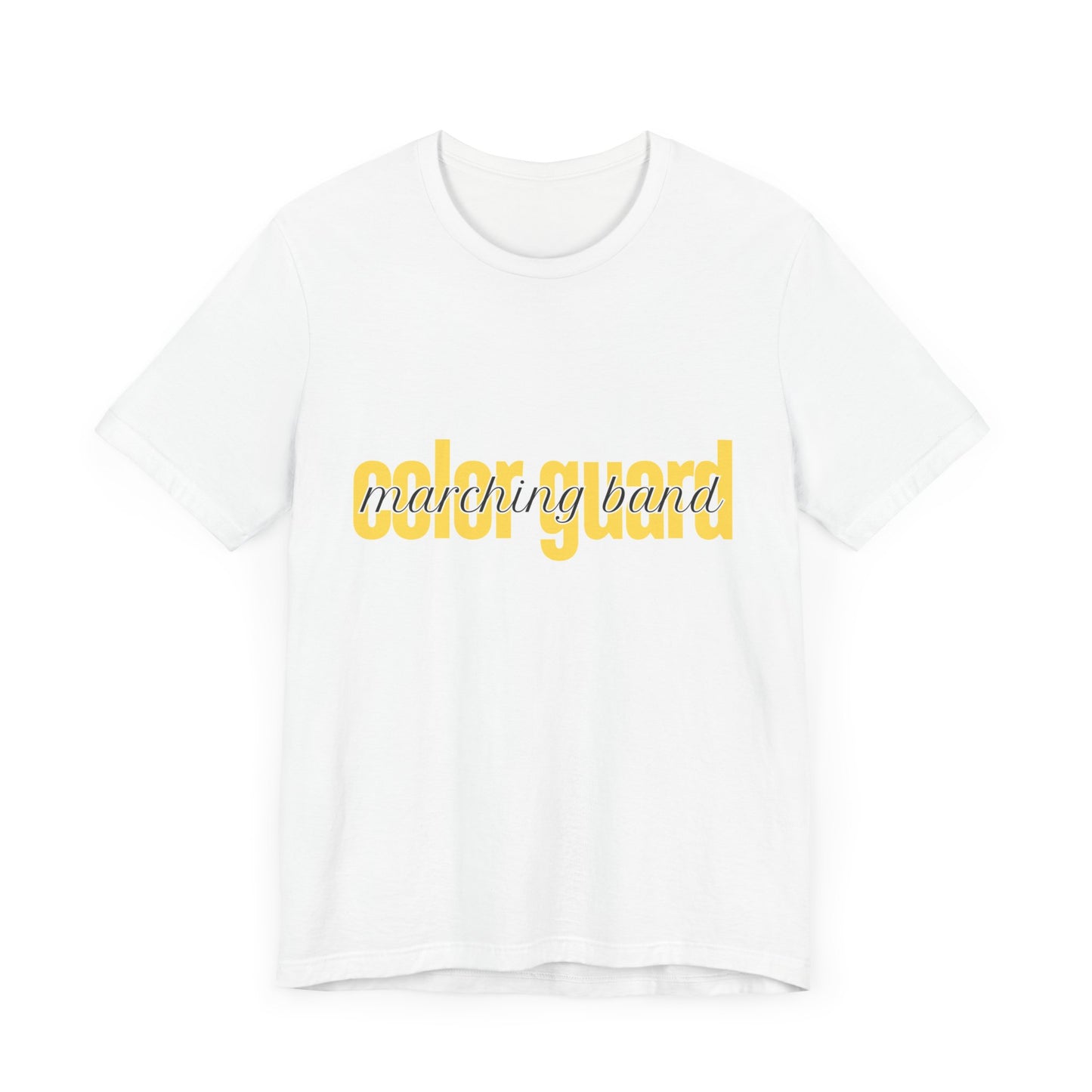 Marching Band Color Guard Yellow Short Letters Flag Saber Unisex Jersey Short Sleeve Tee