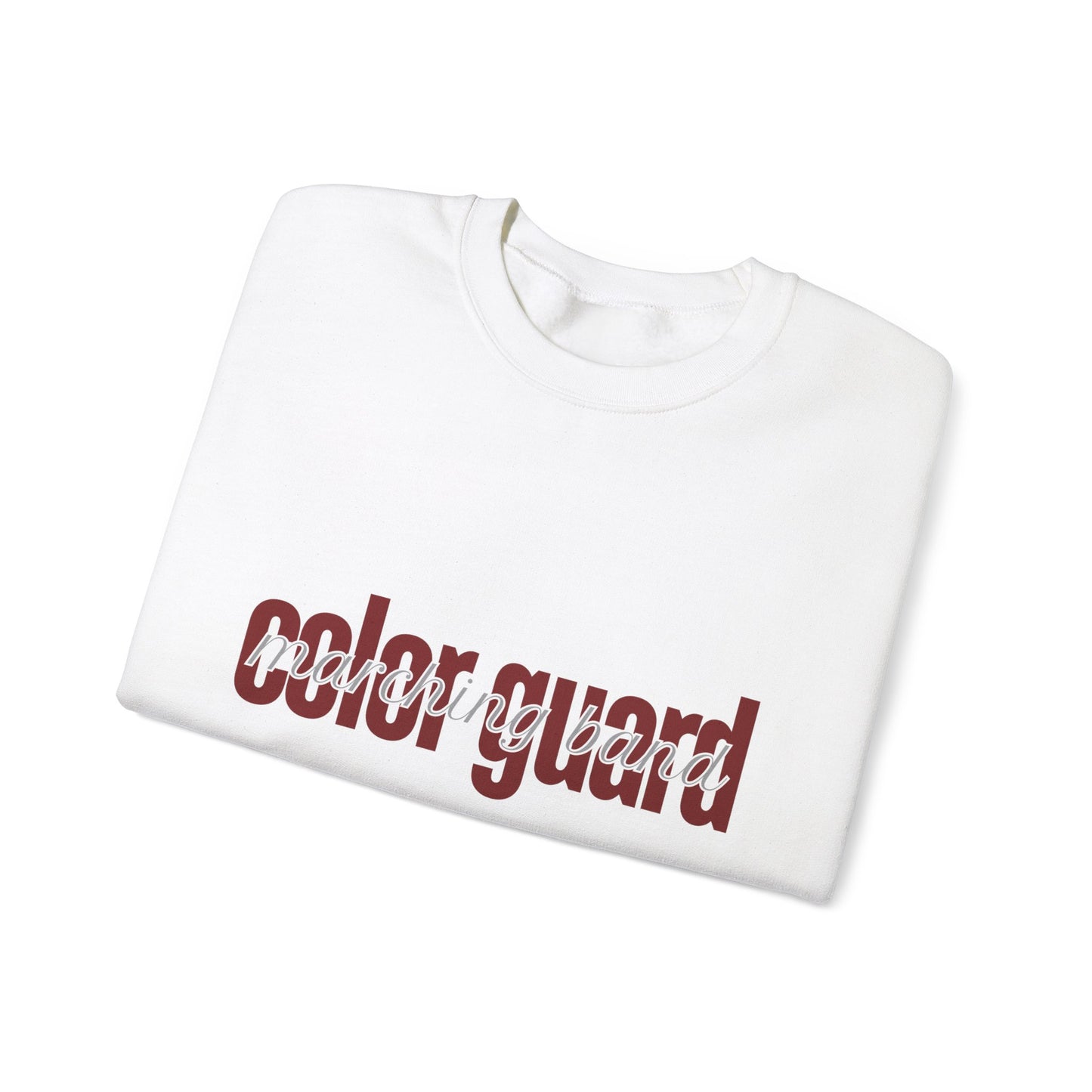 Marching Band Color Guard Maroon Lowercase Font Unisex Crewneck Sweatshirt Flag Saber Rifle