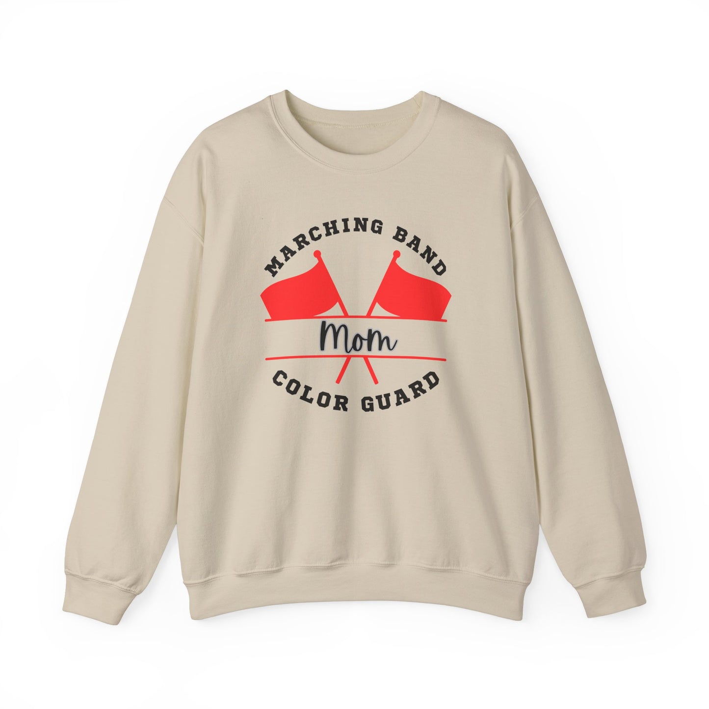 Marching Band Color Guard Mom Unisex Heavy Blend™ Crewneck Sweatshirt in White and Sport Gray