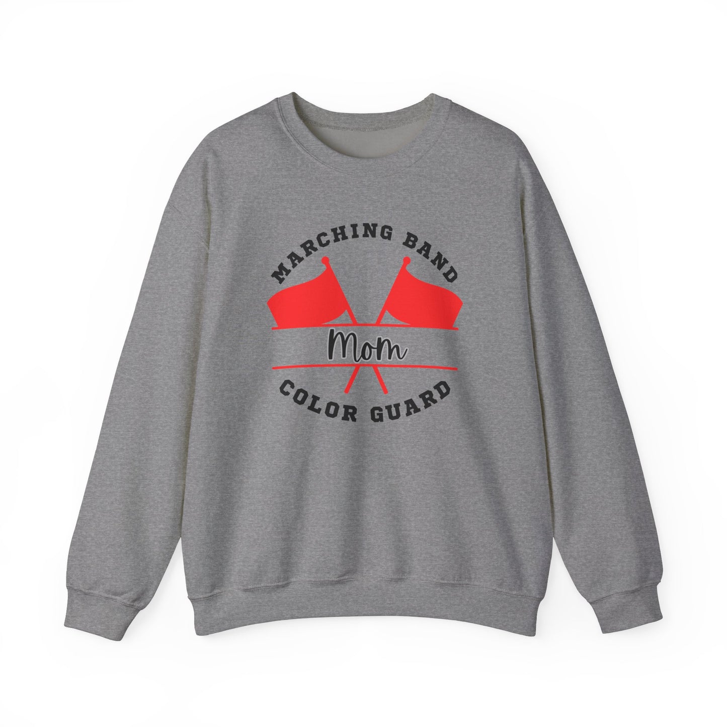 Marching Band Color Guard Mom Unisex Heavy Blend™ Crewneck Sweatshirt in White and Sport Gray