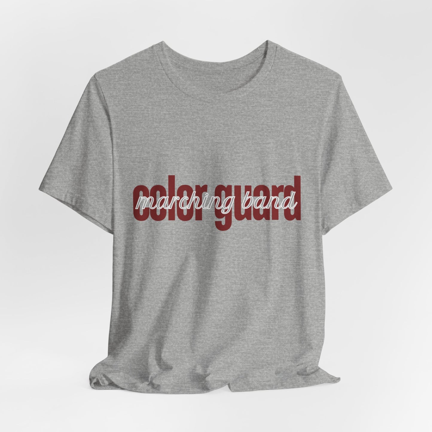 Marching Band Color Guard Maroon Short Letters Flag Saber Unisex Jersey Short Sleeve Tee