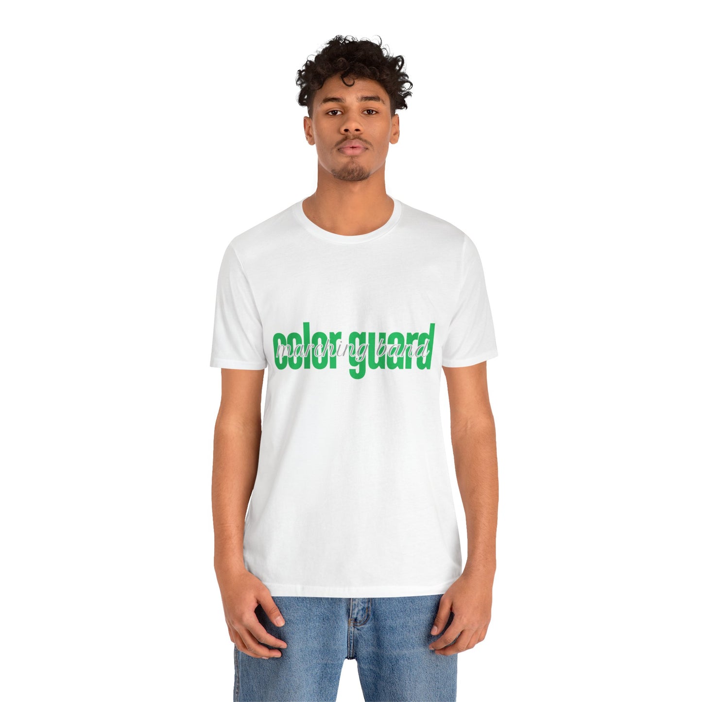 Marching Band Color Guard Green Short Letters Flag Saber Unisex Jersey Short Sleeve Tee